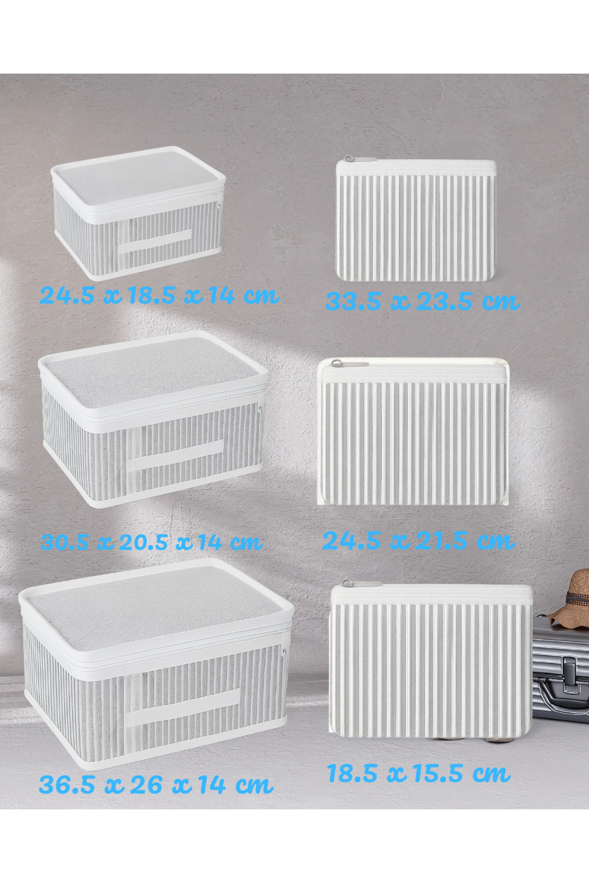 Textia Home 6'lı Bebek Bakım Çantası Hastane Çıkış Doğum Çantası ,Organizer Set / Çizgili fotoğrafı 3 (önizleme)