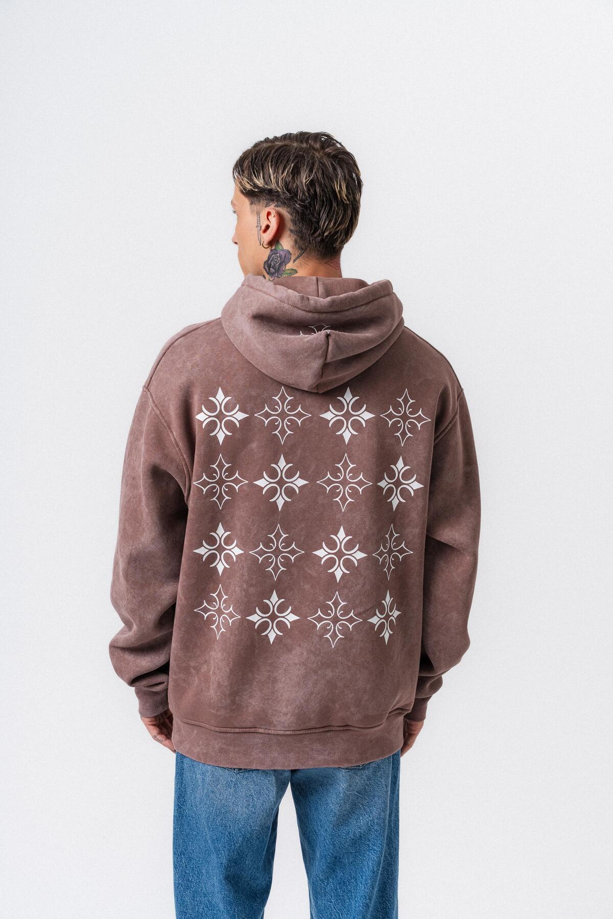 Respire Erkek Muse Baskılı Yıkamalı Kapüşonlu Oversize Hoodie