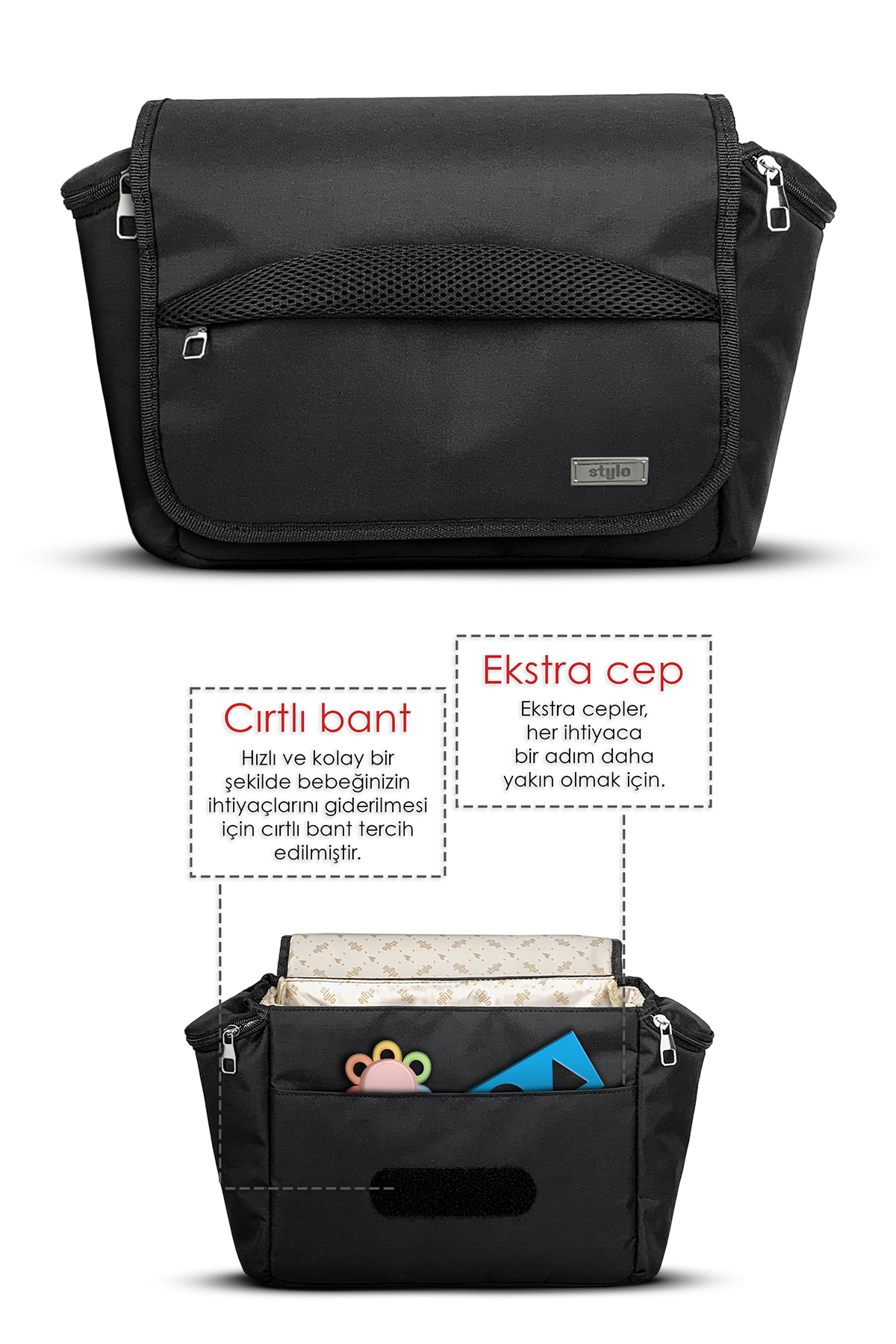 Stylo X Pro Stroller Bebek Arabası Çantası+Urban Anne Bebek Bakım Omuz Çantası Termos Çanta Hediyeli fotoğrafı 3 (önizleme)
