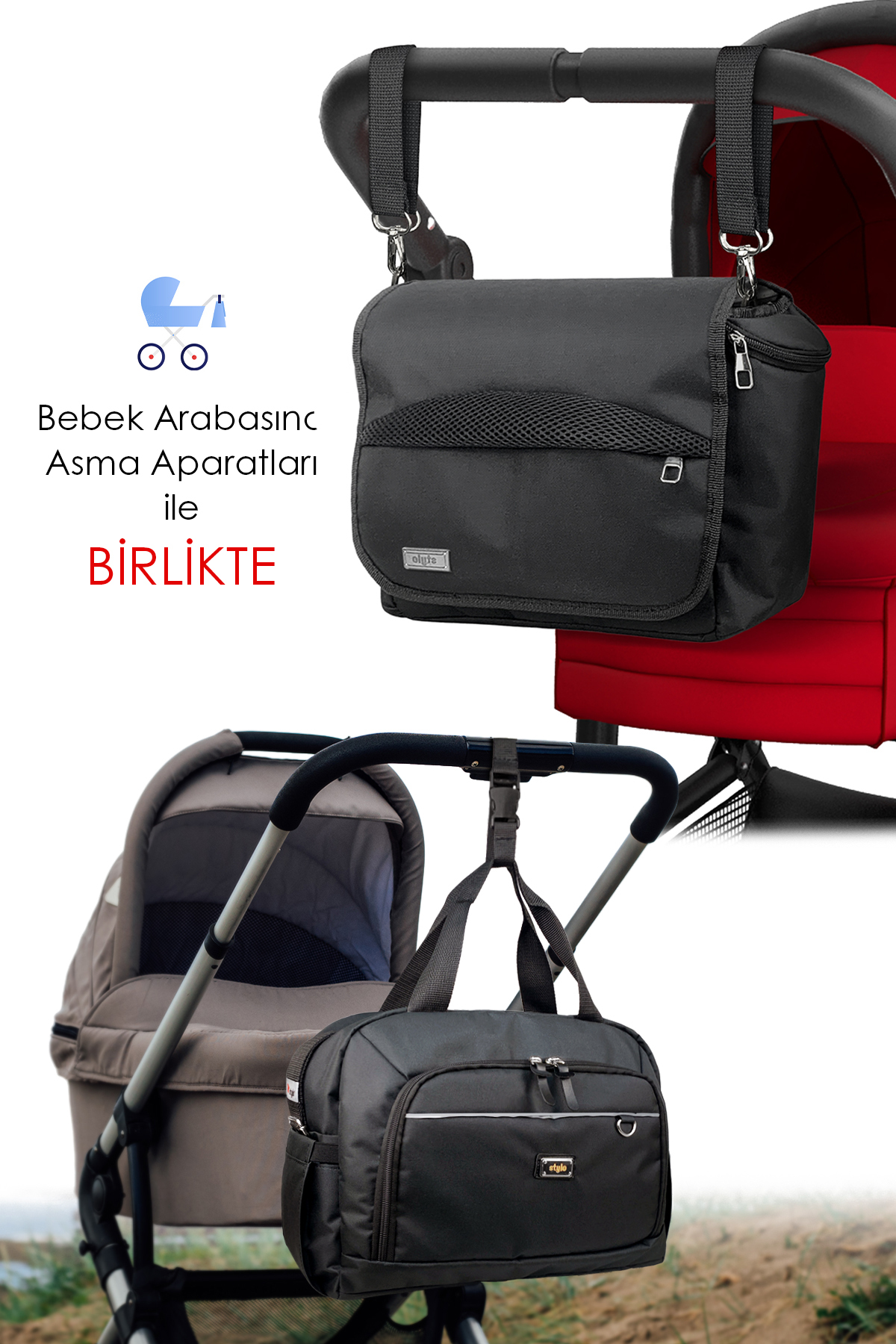 Stylo X Pro Stroller Bebek Arabası Çantası+Urban Anne Bebek Bakım Omuz Çantası Termos Çanta Hediyeli fotoğrafı 5 (önizleme)
