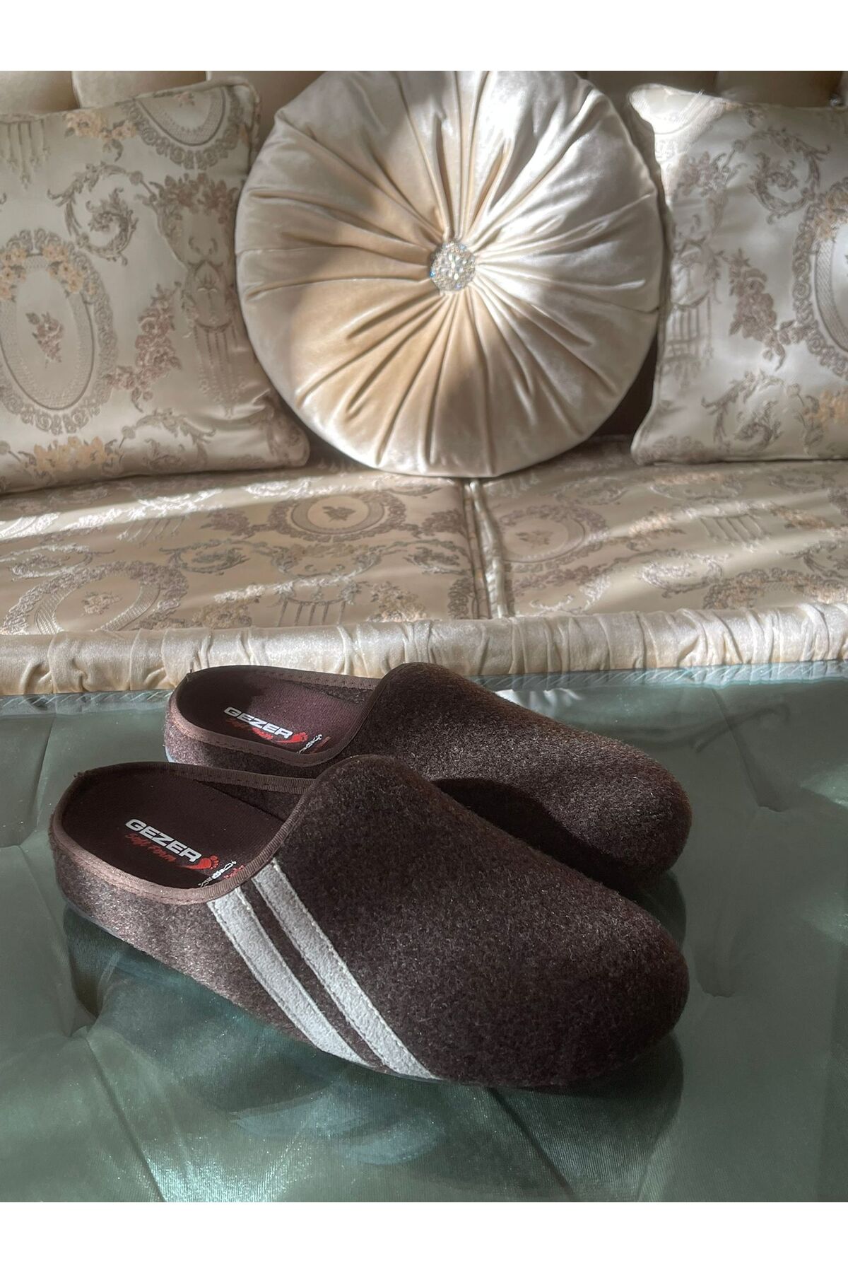 GEZER ERKEK %100 Keçe Kışlık Ev Içi Terliği.PETLİ ESTRA YUMUŞAK TABAN KIŞLIK ERKEK KIŞLIK TERLİK görsel 2