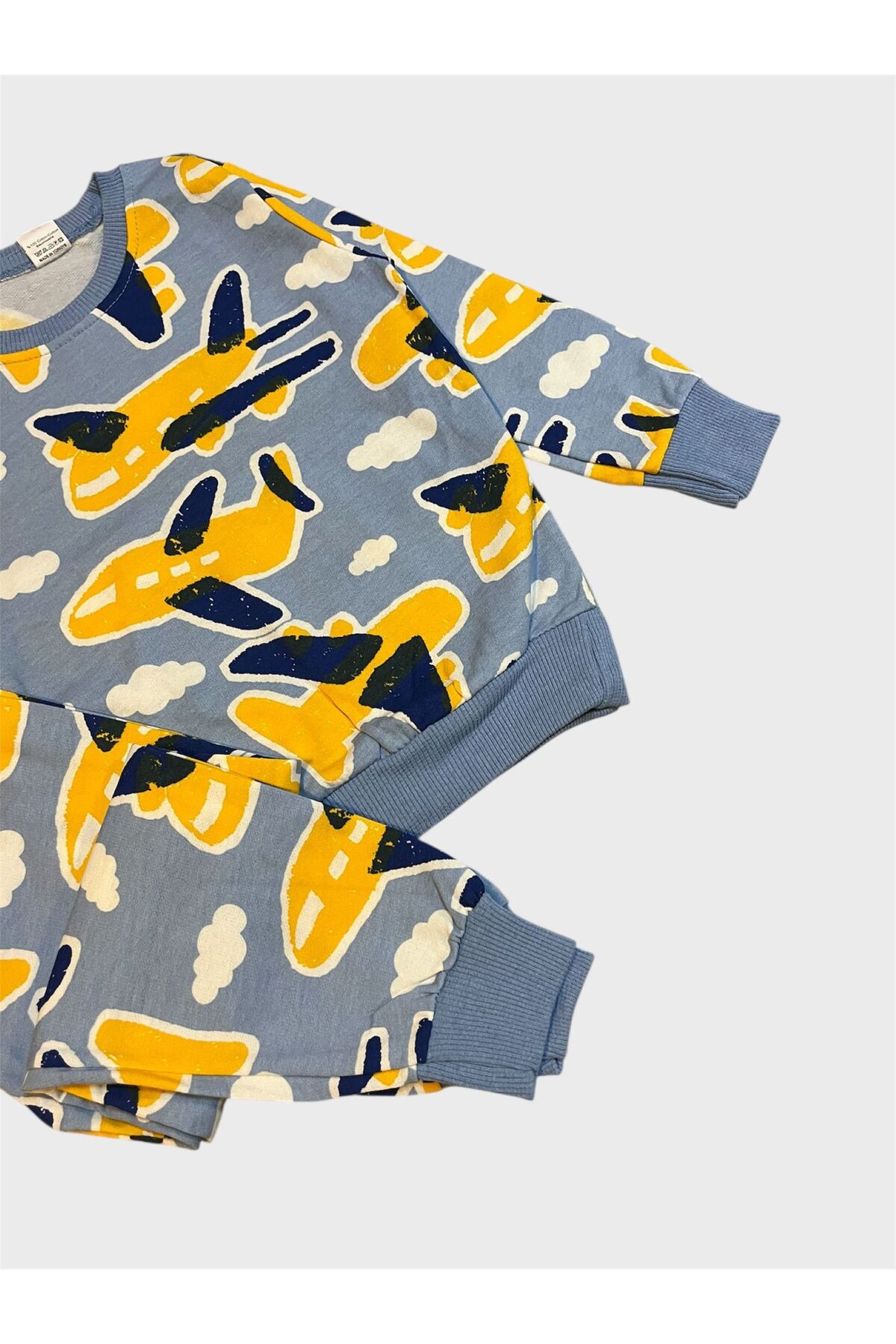ALİŞ KİDS Erkek Çocuk Pamuklu Şardonlu Mavi Renk Uçak Desenli Uzun Kollu Kışlık Pijama Takımı fotoğrafı 2 (önizleme)