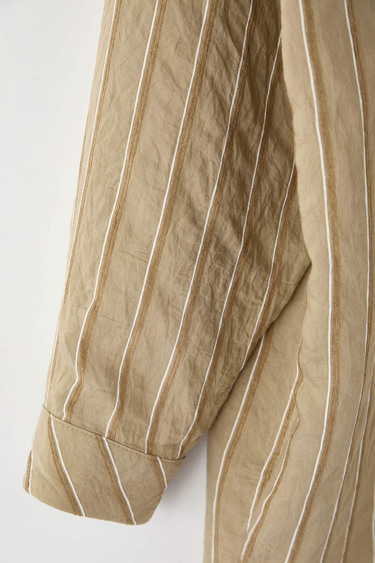 Trendyolmilla  Yeşil Çizgili Oversize/Geniş Kalıp Dokulu Gömlek TWOAW26GO00083 - Görsel 8