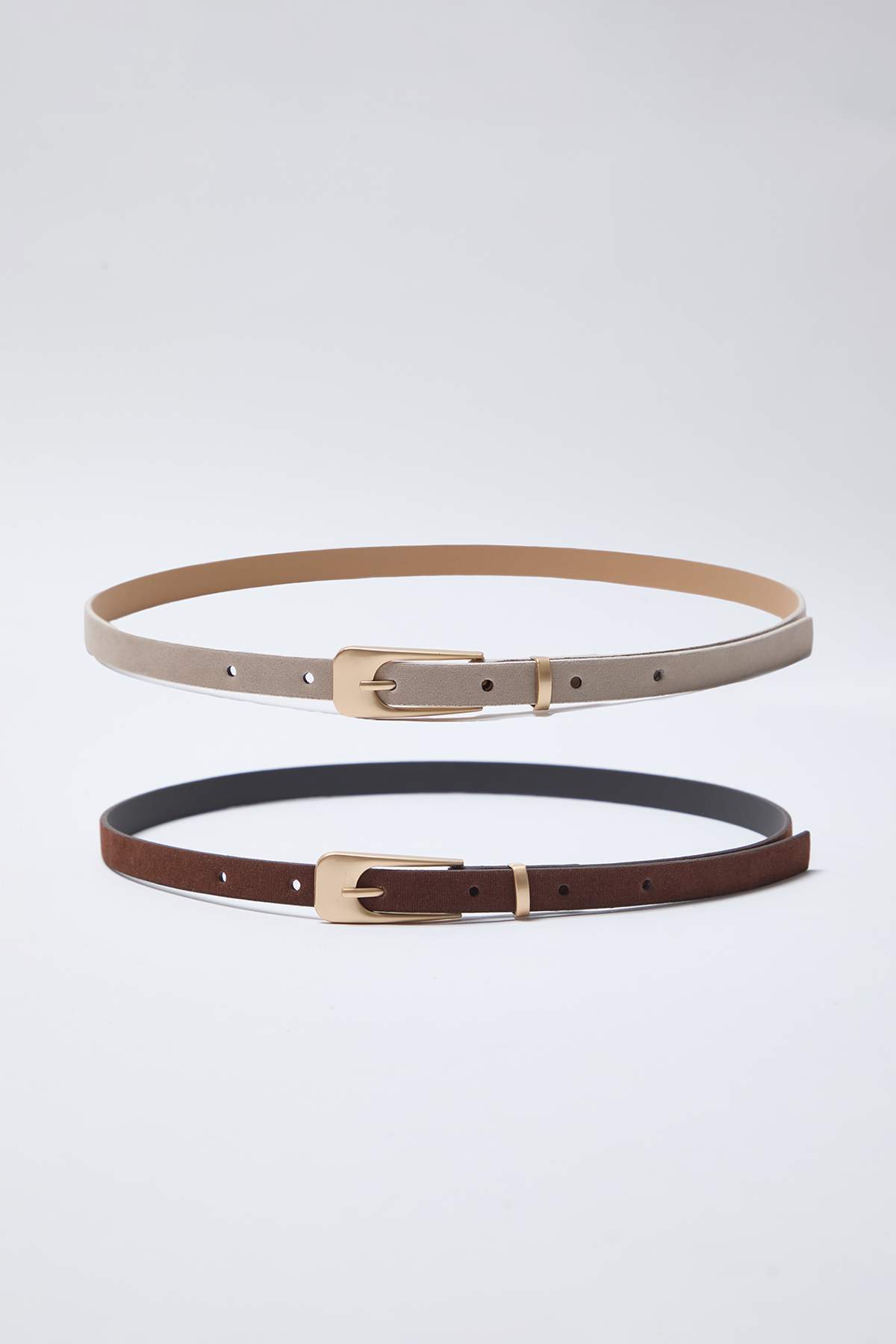 Trendyol Collection Brązowo-beżowy zestaw dwóch cienkich pasków damskich TWOS...