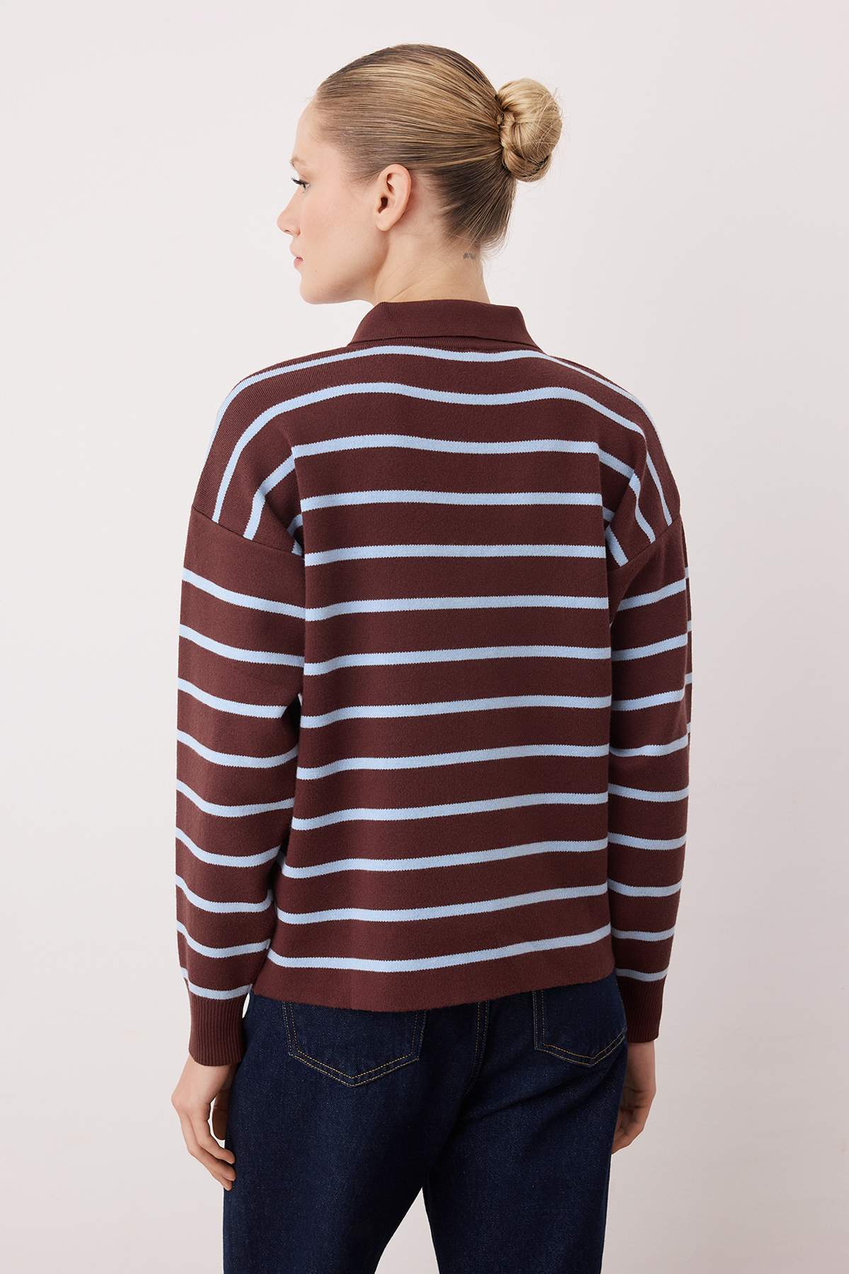 Trendyolmilla  Wardrobe Essentials Kahverengi Premium/Özel İplik Polo Yaka Triko Kazak | TWOAW26KZ00060 - Görsel 4