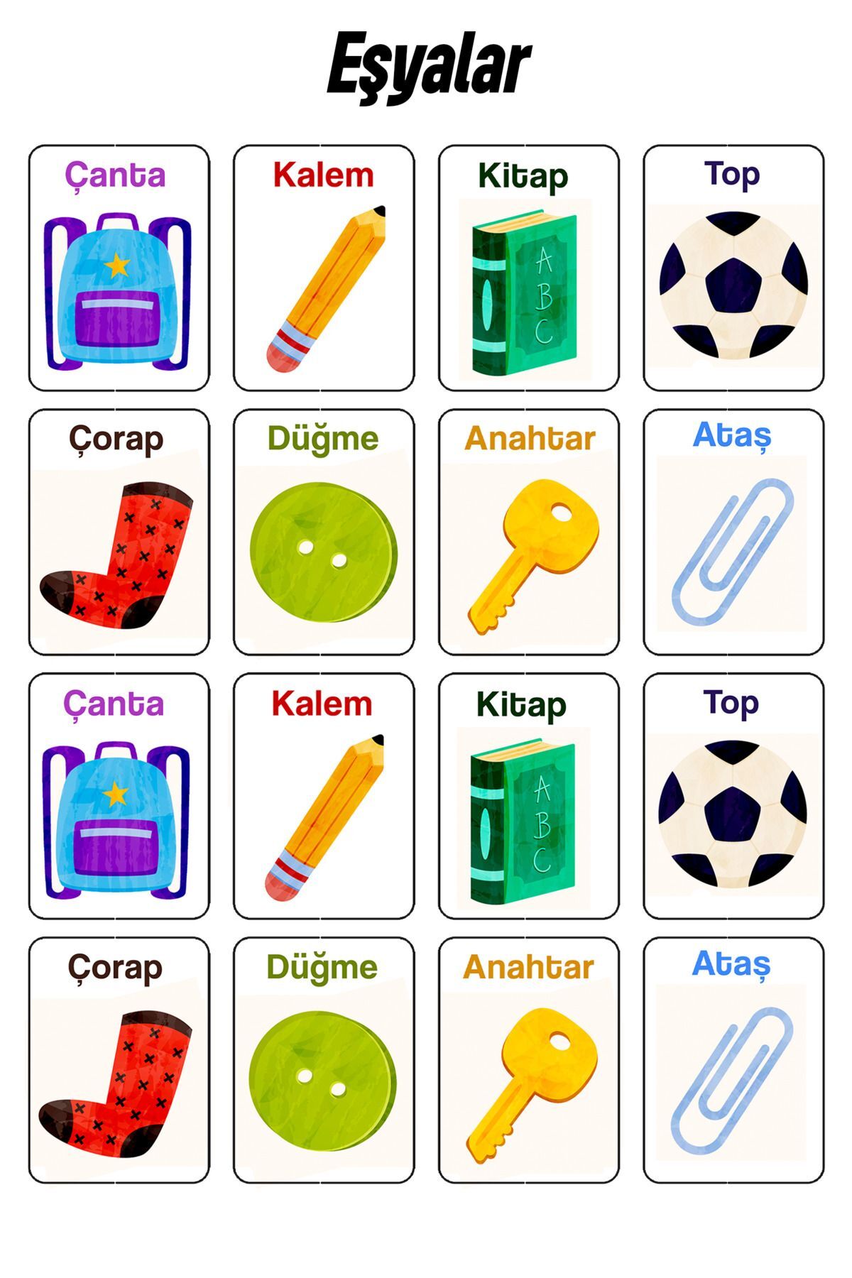 kutuTR 52 Parça Hafıza ve Zeka Kartları Eşleştirme Oyunu Hafıza ve Zeka Kartları Dikkat Oyunu 3'lü Set fotoğrafı 6 (önizleme)