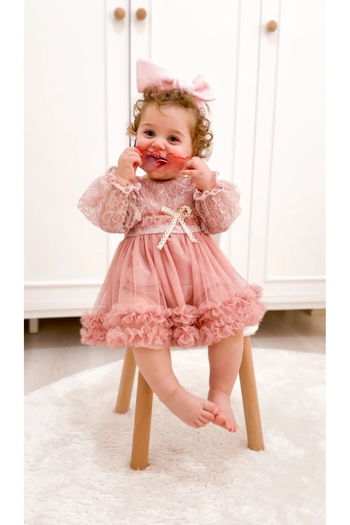 aysskids Alwin kız Bebek Elbise romper tütü prenses fotoğrafı 4 (önizleme)