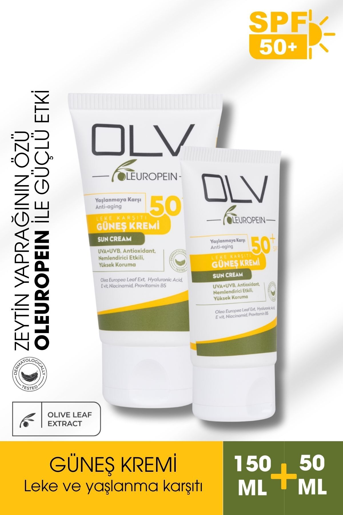 SPF 50 Güneş Kremi Seti – 150 ml + 50 ml — OLV003