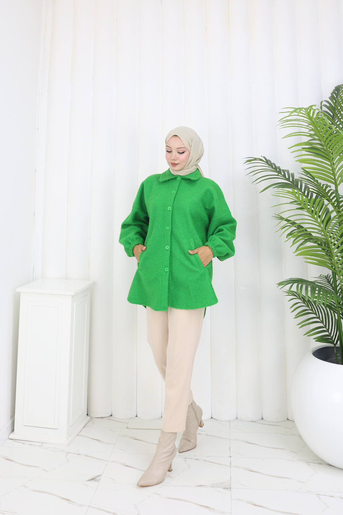 POM POM BOUQUET FABRIC STANDARD SIZE SHIRT JACKET