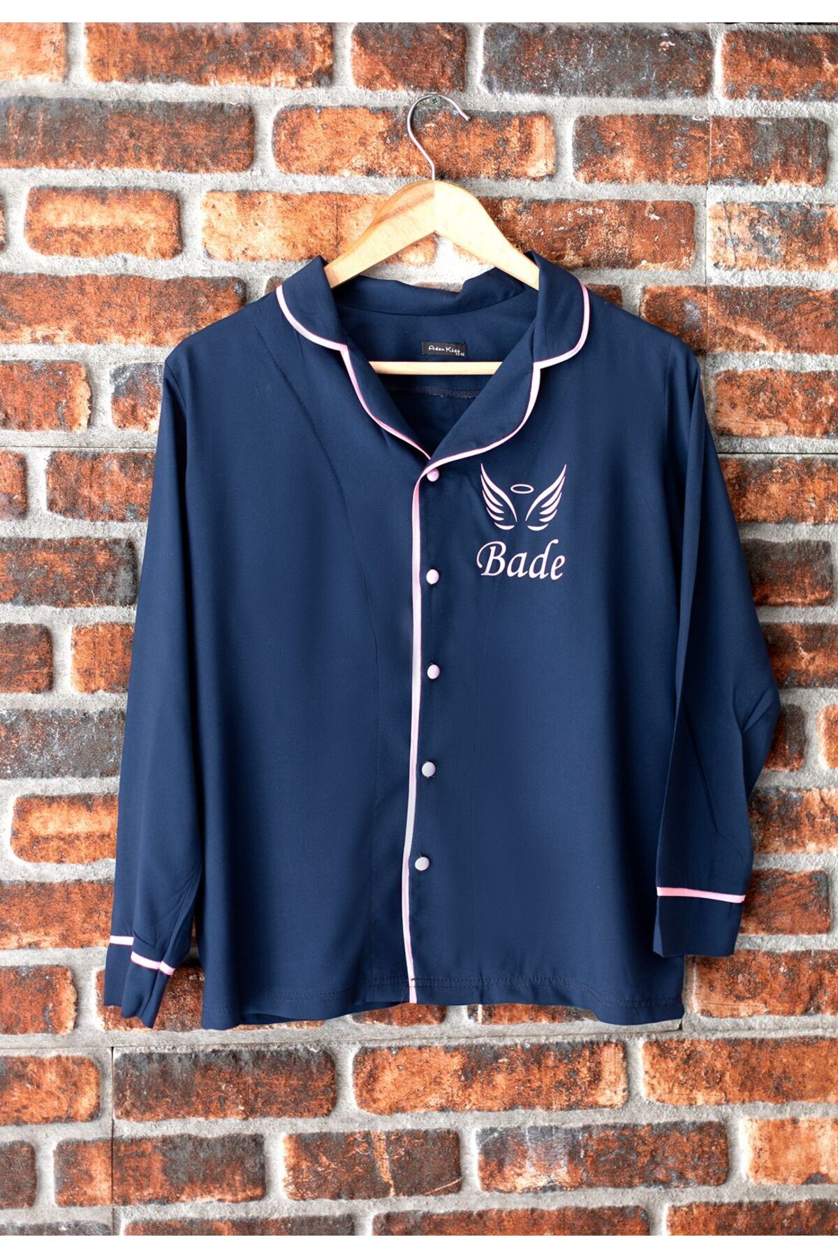 ADEREN KİDS LACİVERT PEMBE MELEK KANATLI KİŞİYE ÖZEL İSİM BASKILI PAMUK PİJAMA TAKIMI HEDİYE DOĞUM GÜNÜ PARTİ fotoğrafı 6 (önizleme)