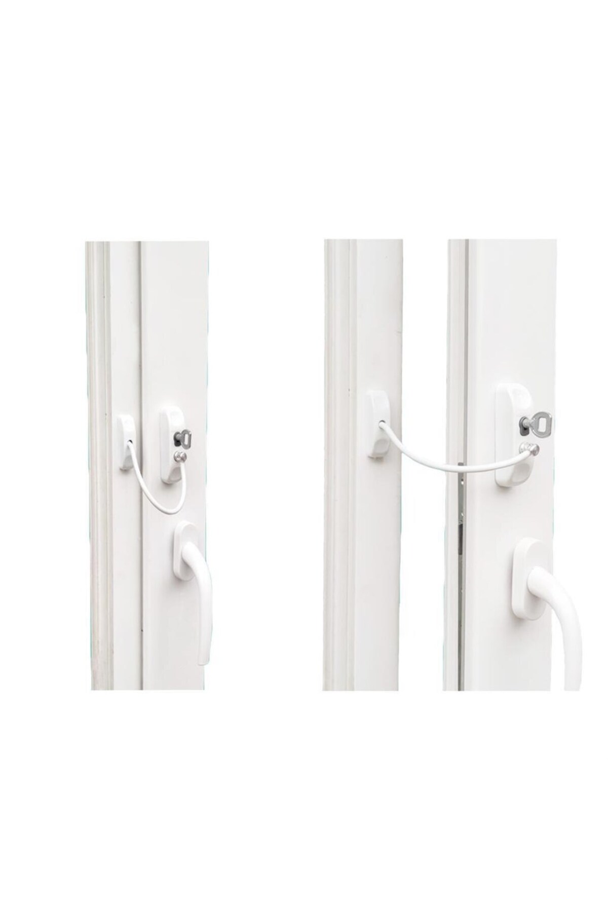 Kidmix 5 Adet Beyaz Çelik Halatlı Pencere Emniyet Hırsız Çocuk Kilidi fotoğrafı 2 (önizleme)