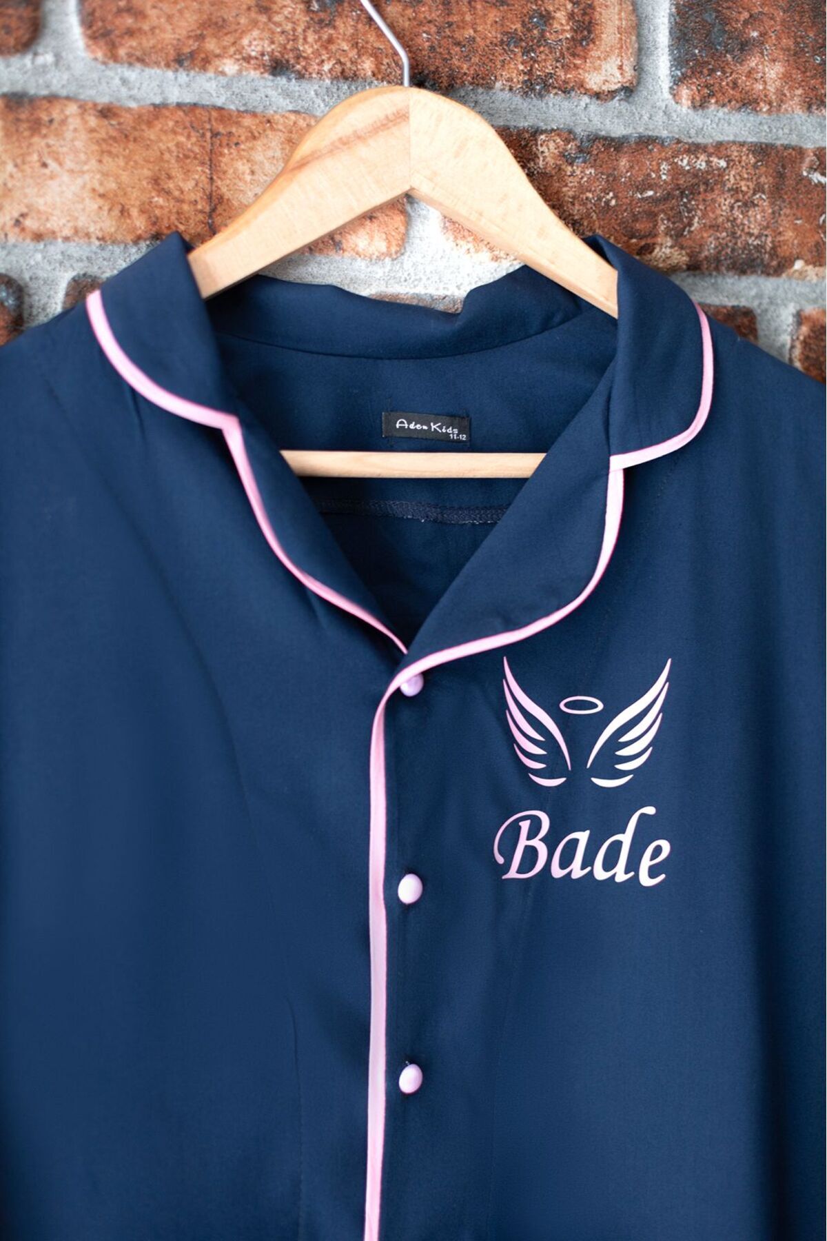 ADEREN KİDS LACİVERT PEMBE MELEK KANATLI KİŞİYE ÖZEL İSİM BASKILI PAMUK PİJAMA TAKIMI HEDİYE DOĞUM GÜNÜ PARTİ fotoğrafı 5 (önizleme)