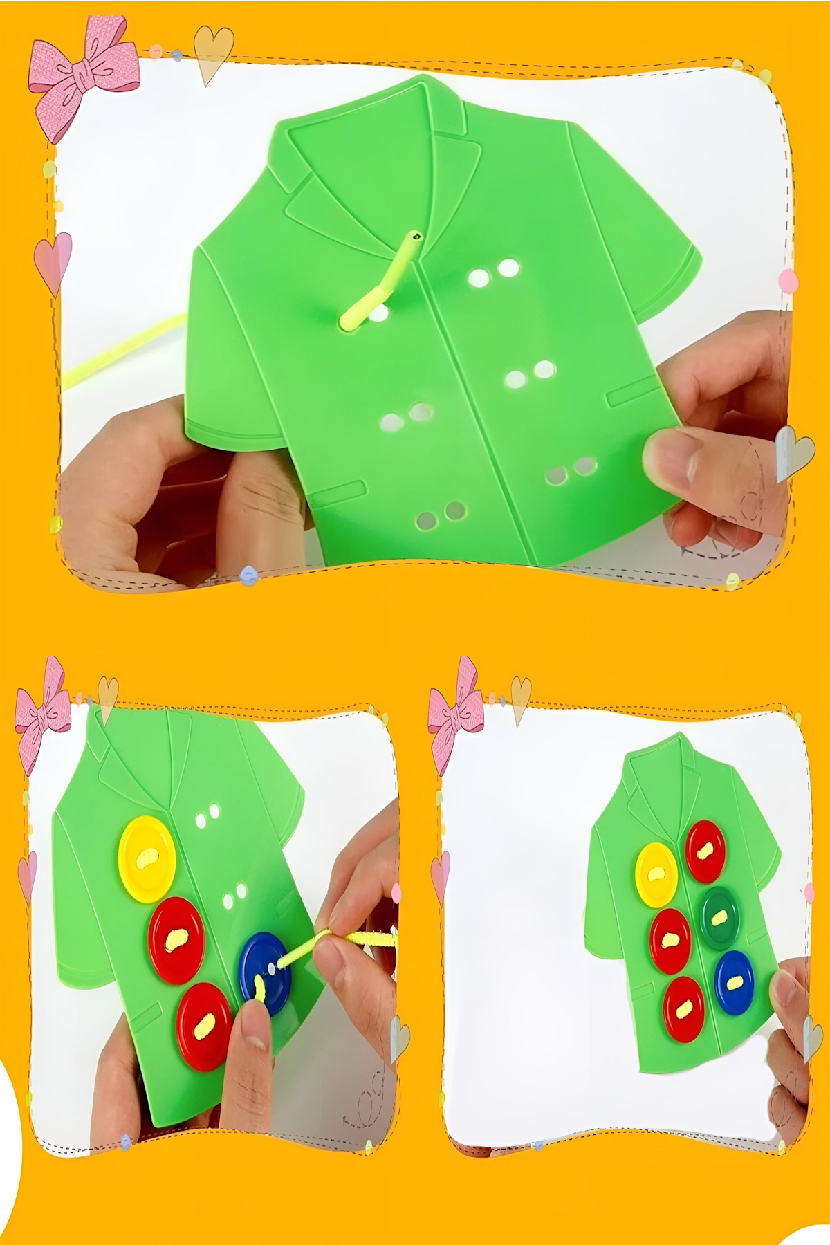Ayver Kıyafet Giydirme Oyunu Gömleğe Düğme Dikme İnce Motor Beceri Montessori Eğitici Oyuncak fotoğrafı 5 (önizleme)