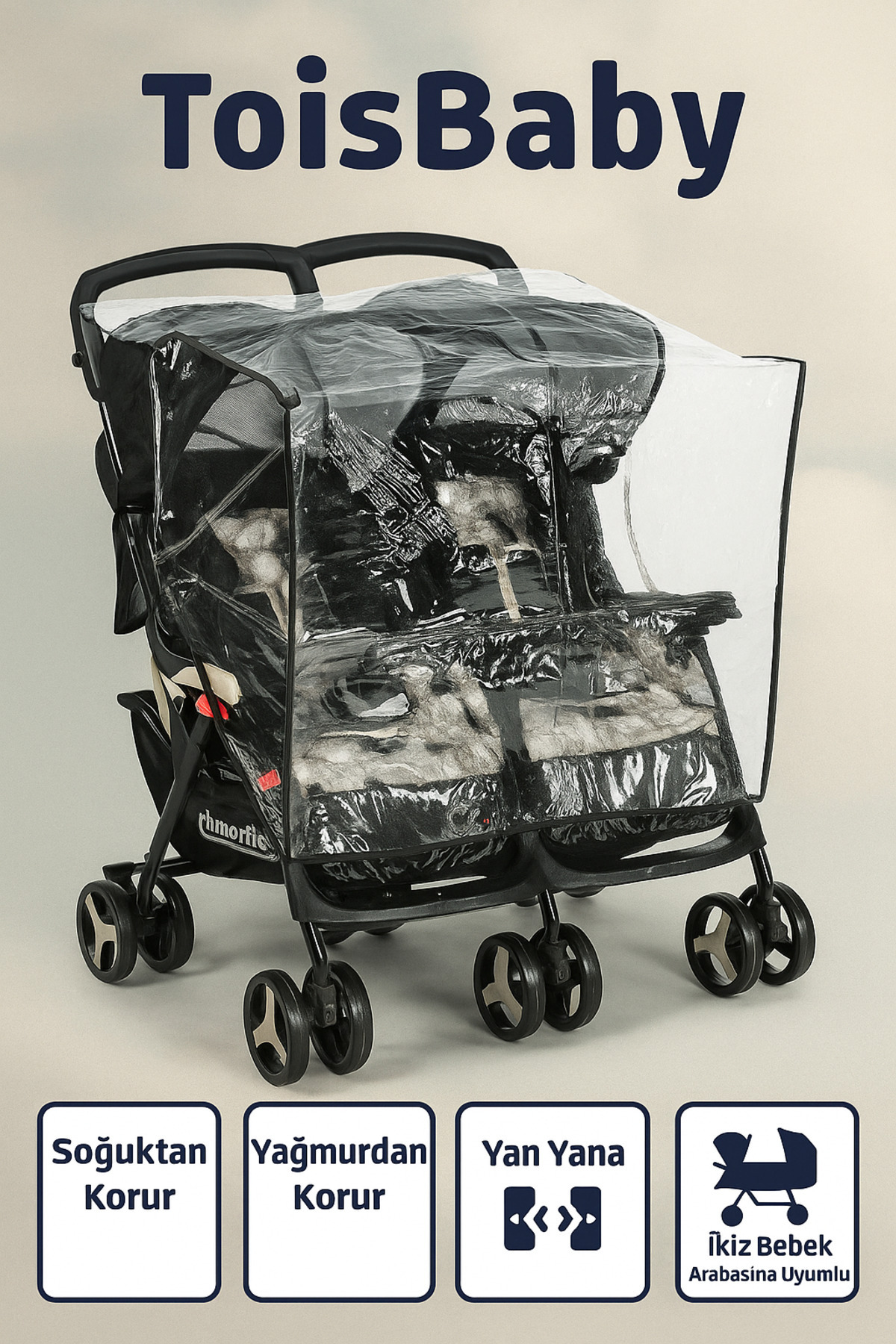 Tois Baby Çocuk Ikiz Bebek Arabası Yağmurluk(yanyana) fotoğrafı 2 (önizleme)