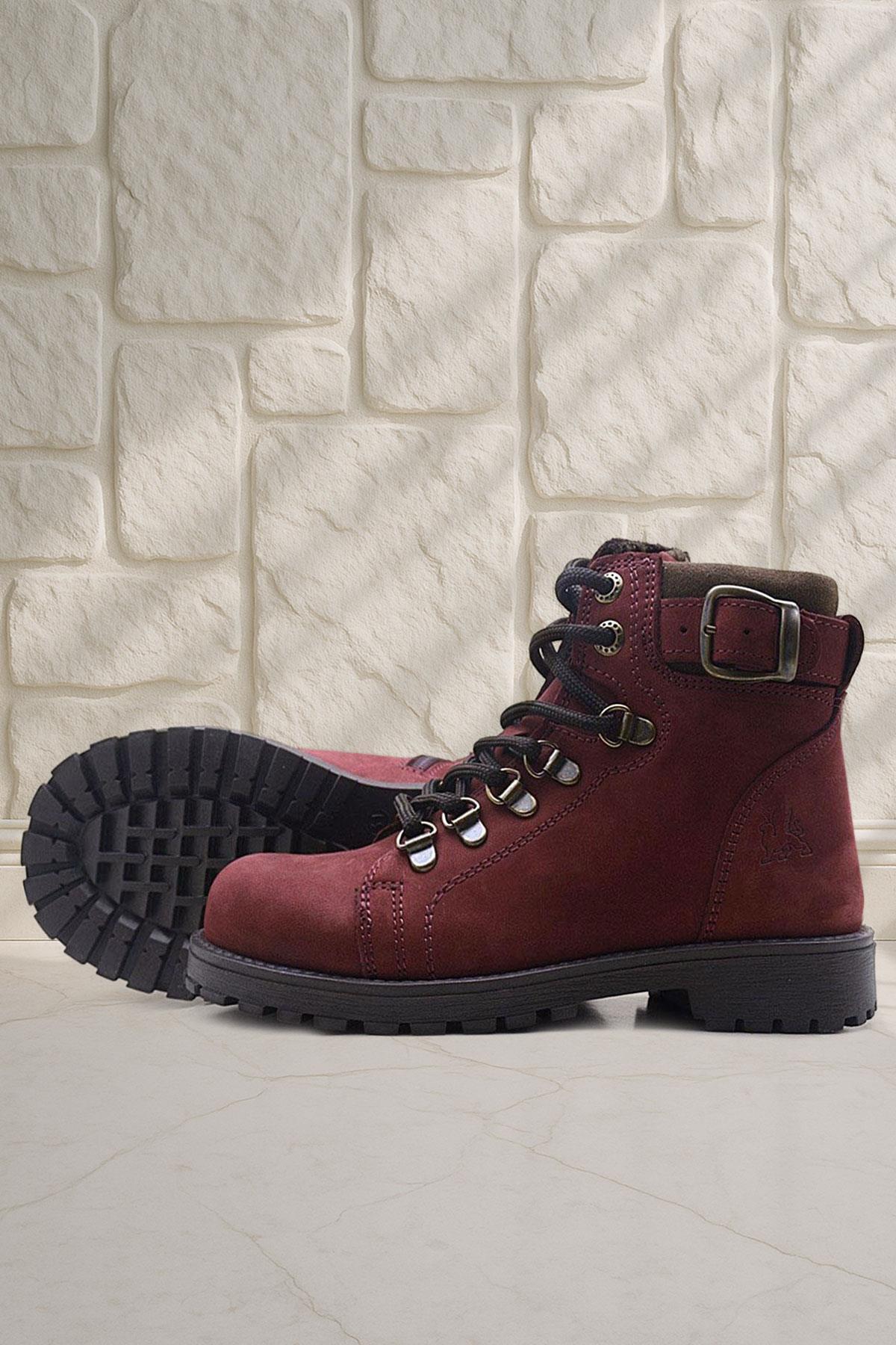 Griffon Genuine Leather Claret Red Zippered Boots