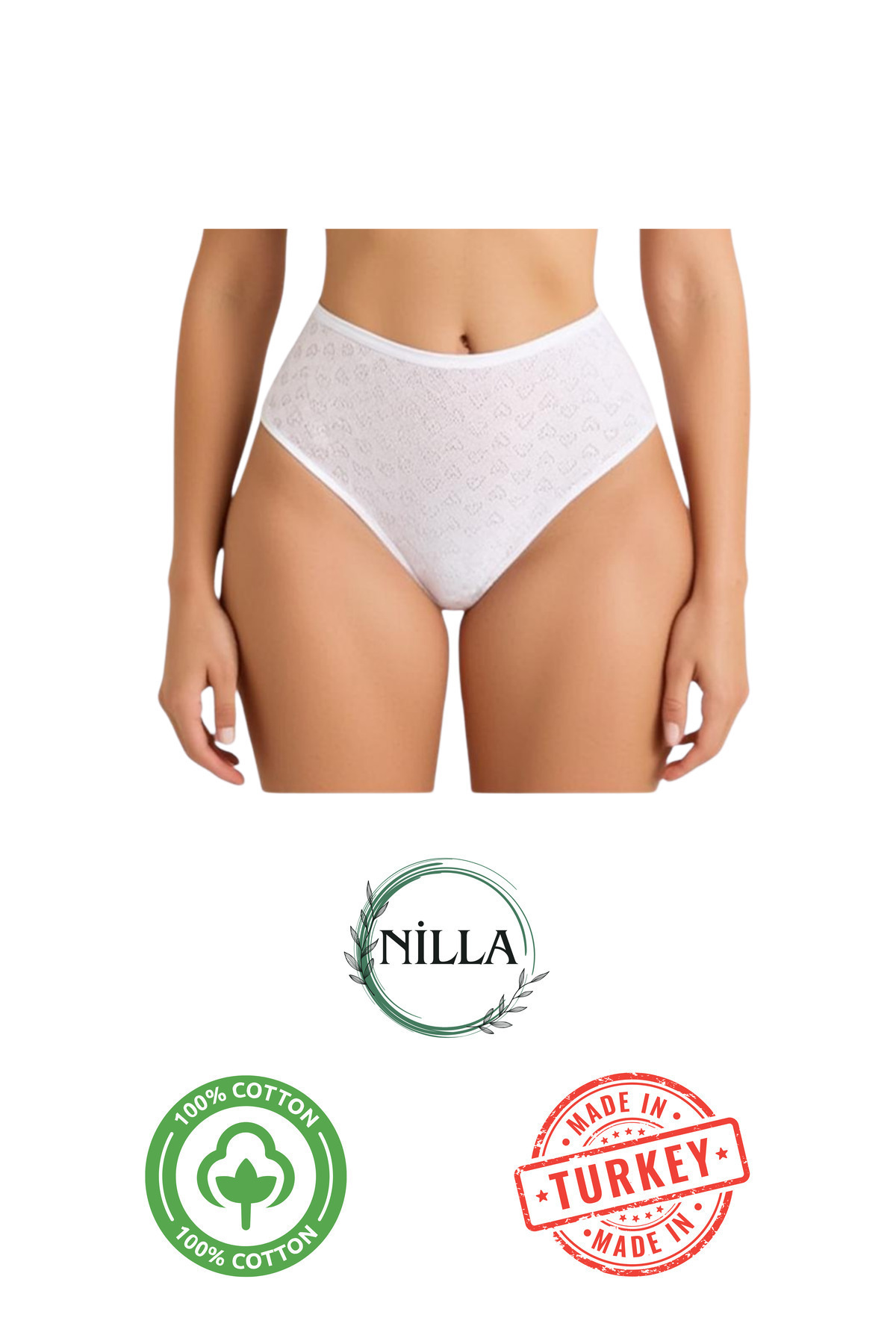 Onurel Women's 18-Pack White Heart High Waist 100% Cotton Panties