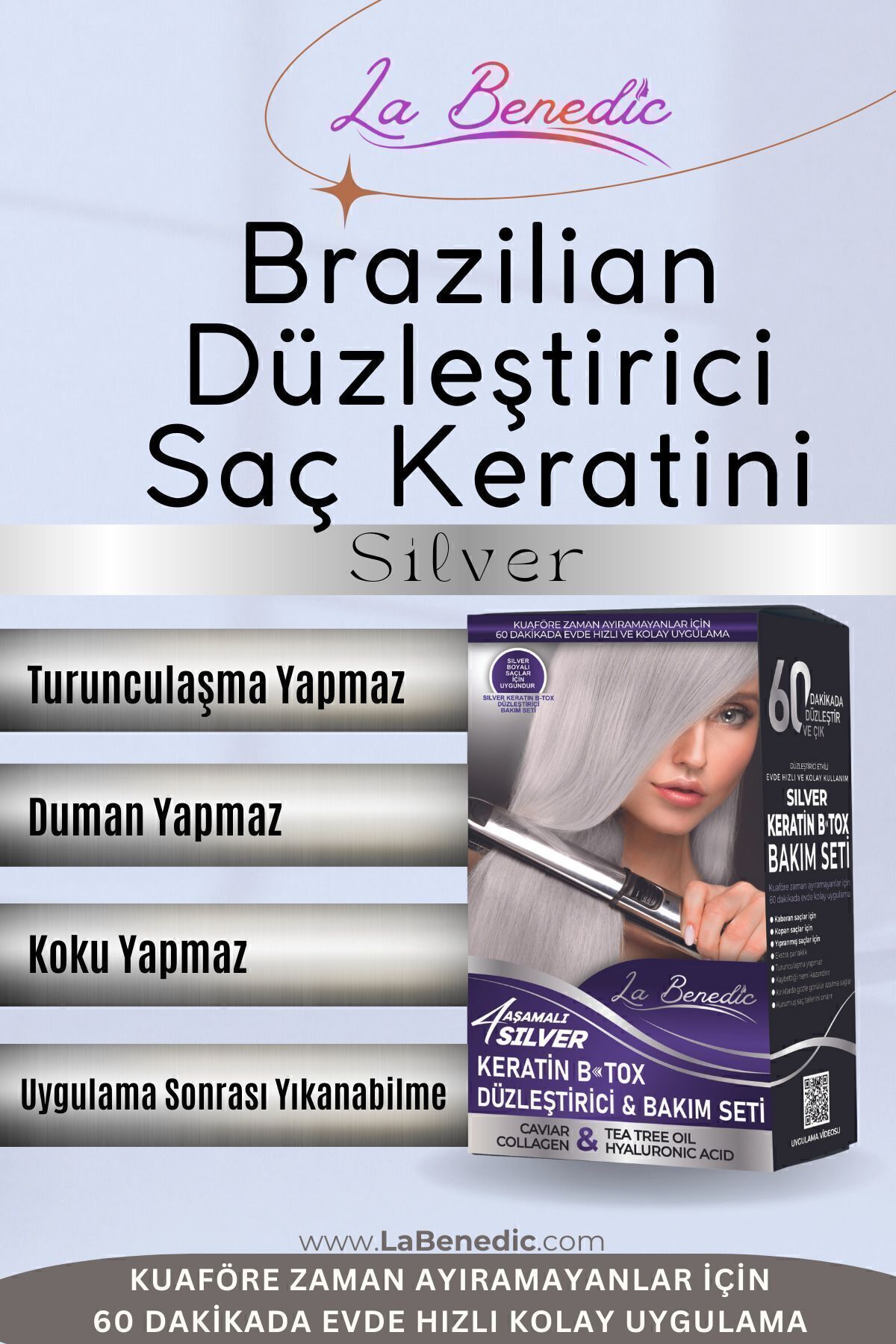 4 Aşamalı Silver Keratin Botox Hızlı Düzleştirici & Bakım Full Set (SİLVER-PLATIN SAÇLAR IÇİN) — 423016-T — تصویر 3 از 7