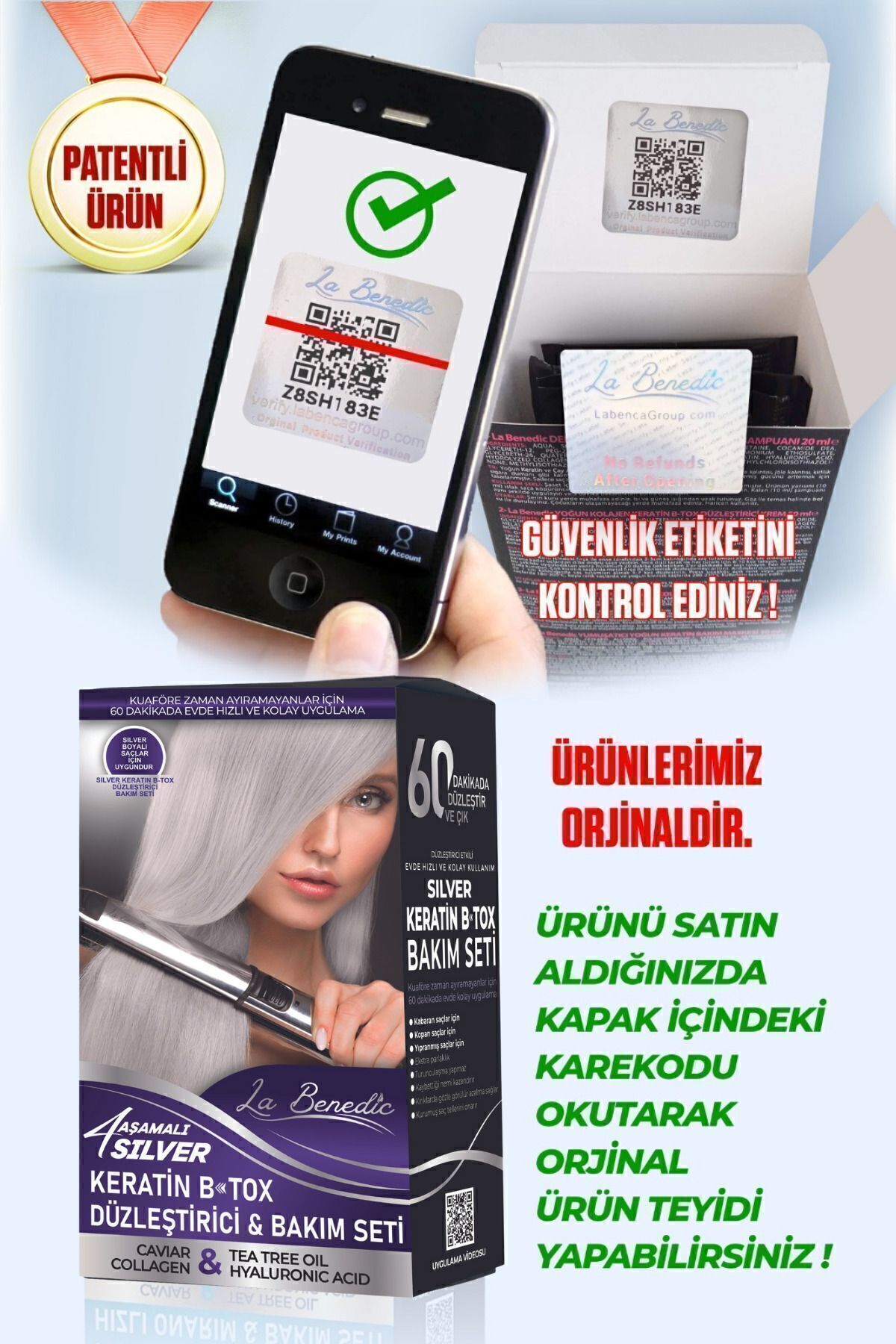4 Aşamalı Silver Keratin Botox Hızlı Düzleştirici & Bakım Full Set (SİLVER-PLATIN SAÇLAR IÇİN) — 423016-T — تصویر 6 از 7