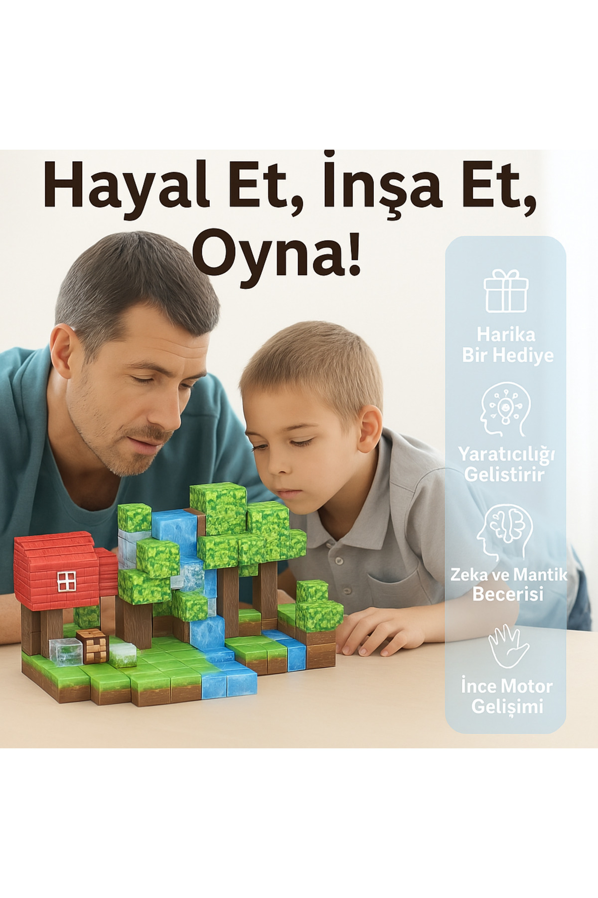 Manyetik Bloklar Module world 100 Parça Minecraft Tarzı Zeka Geliştici Eğitici Oyuncak fotoğrafı 4 (önizleme)