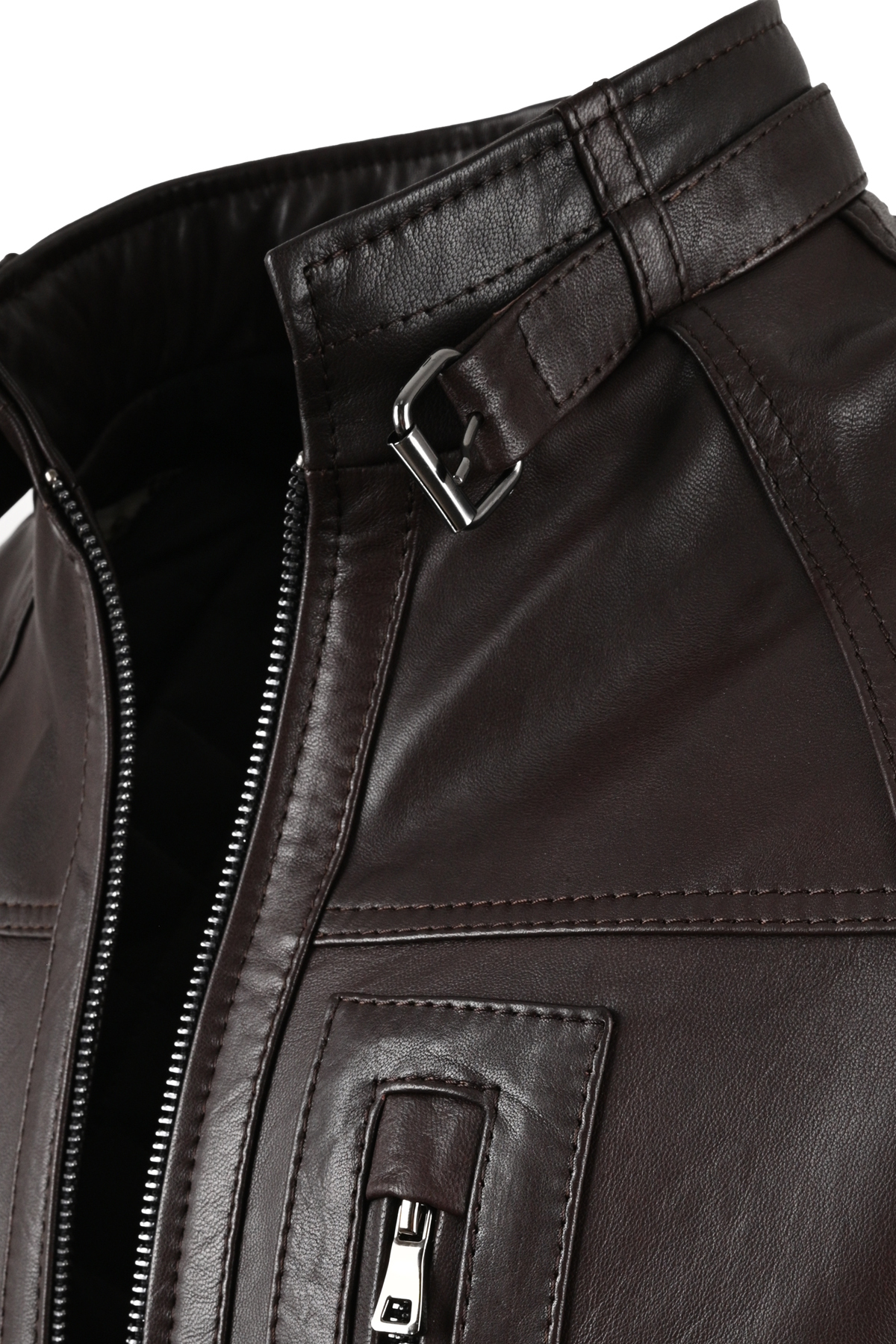 ALİN  Theroux Erkek Rahat Kesim Kahve Hakiki Deri Mont - Görsel 5