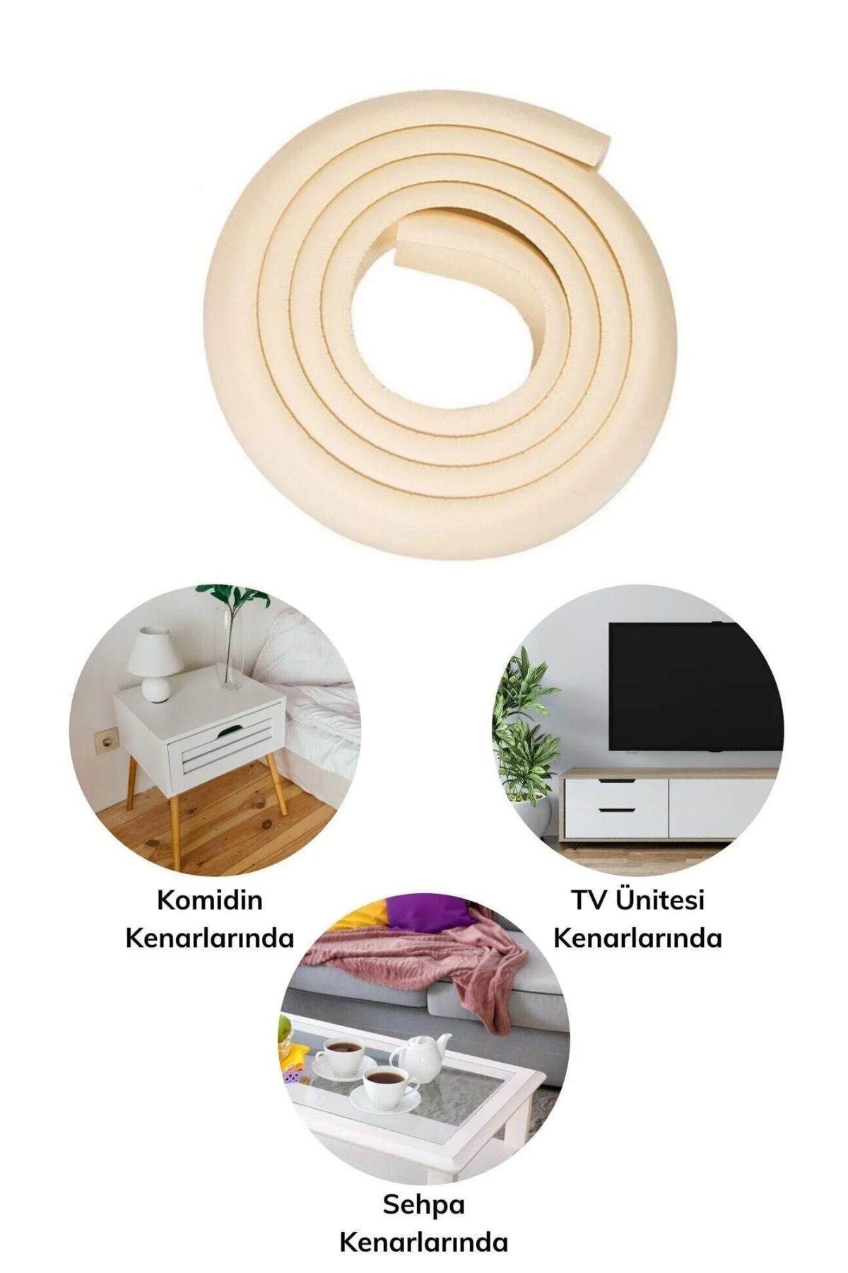 Hombak Sarmal Kenar Koruyucu Kalın Kenar Köşe Koruma 2 Mt Bebek Çocuk Masa Sehpa Kenar Köşe Kenar Koruma fotoğrafı 2 (önizleme)