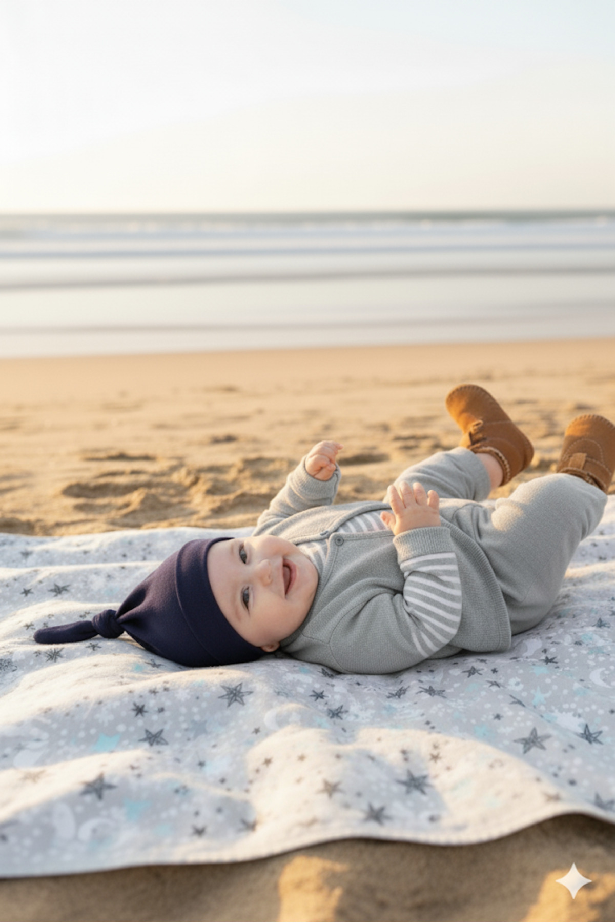 Babygiz Yenidoğan Kız Erkek Bebek %100 Pamuklu Penye Extra Yumuşak Hafif Terletmez Bere Lacivert fotoğrafı 4 (önizleme)