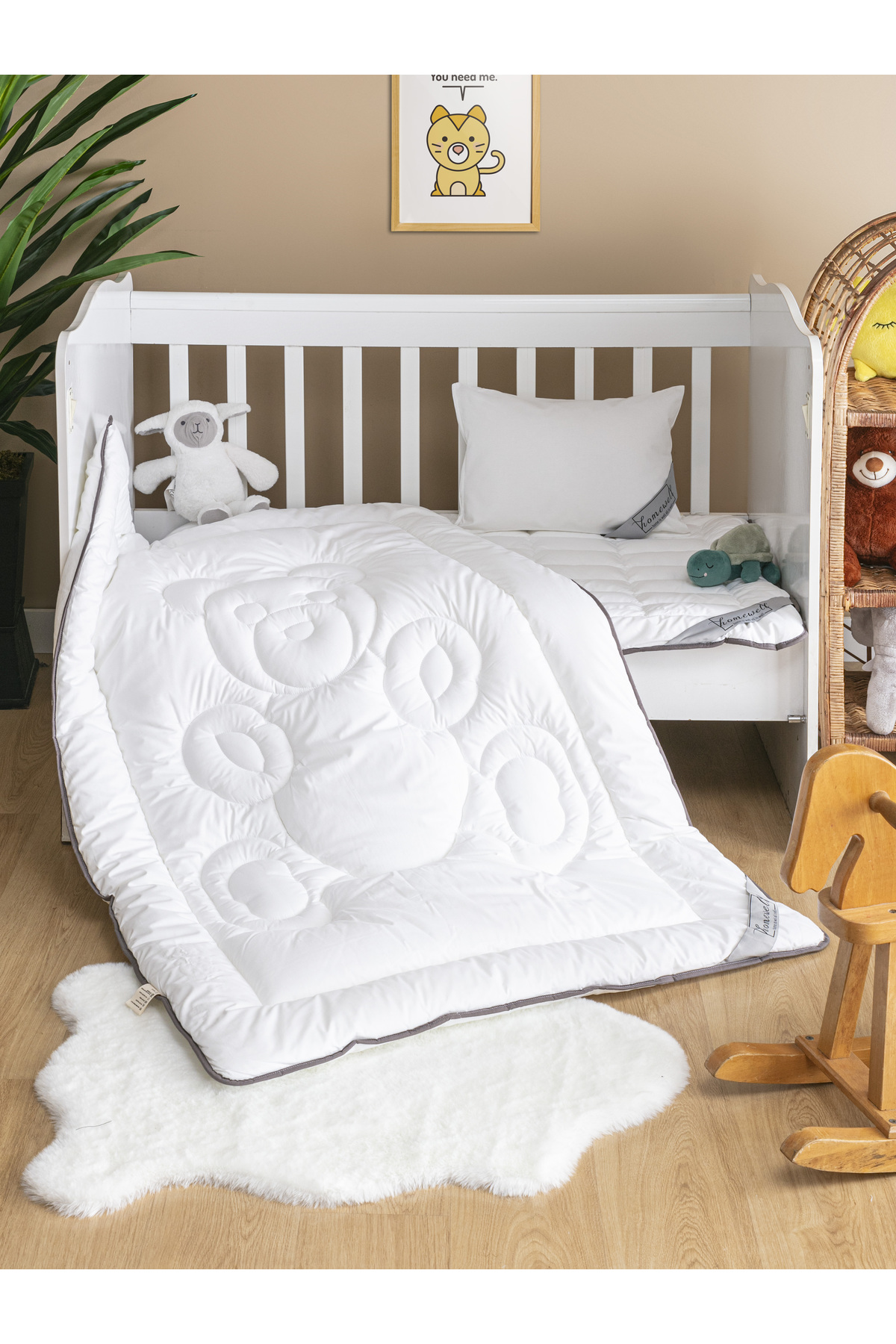 homewell %100 Saf Bambu Hipoalerjenik 0-6 Yaş Bebek Çocuk Uyku Seti Ayıcık Desen Pembe fotoğrafı 4 (önizleme)