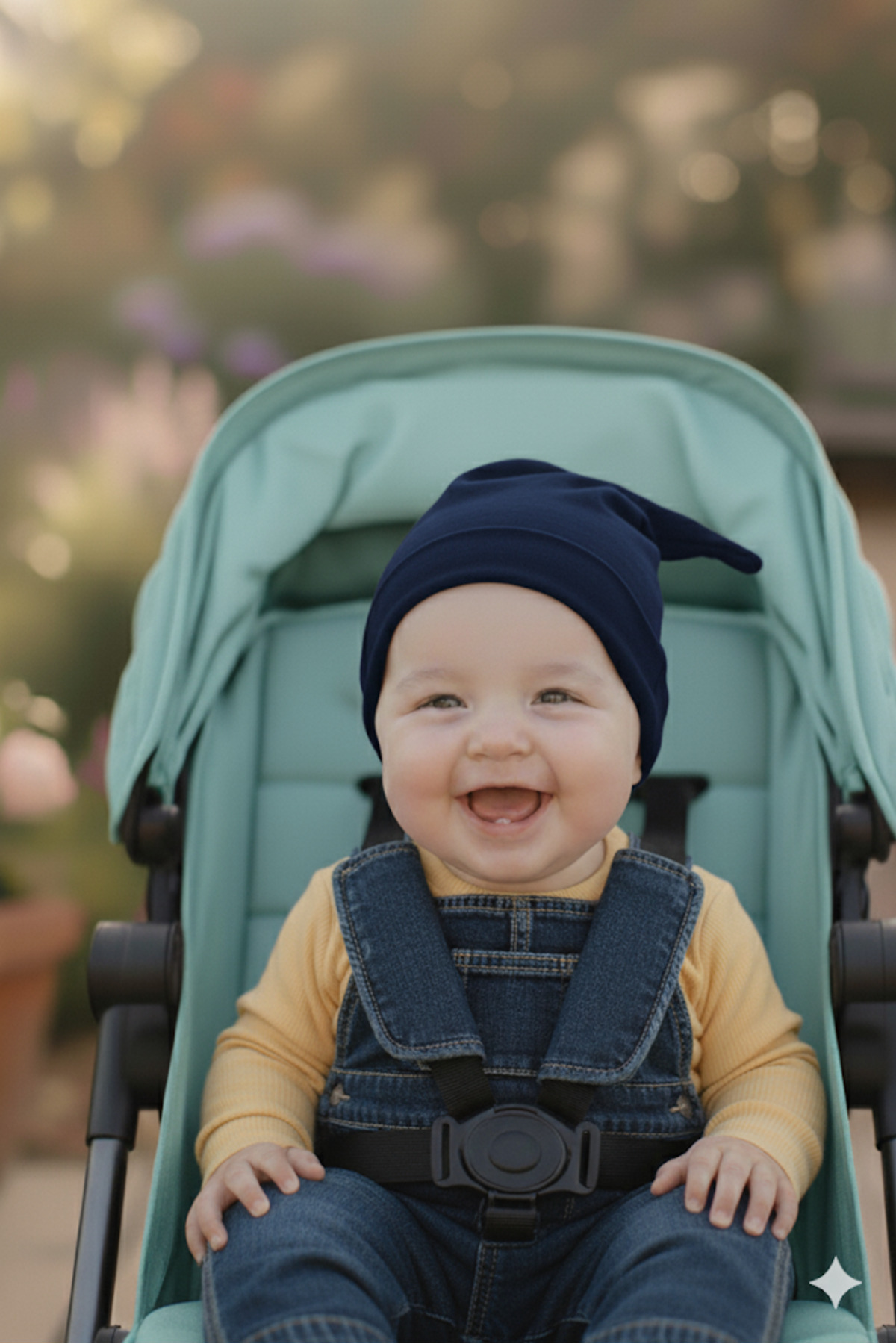 Babygiz Yenidoğan Kız Erkek Bebek %100 Pamuklu Penye Extra Yumuşak Hafif Terletmez Bere Lacivert fotoğrafı 3 (önizleme)