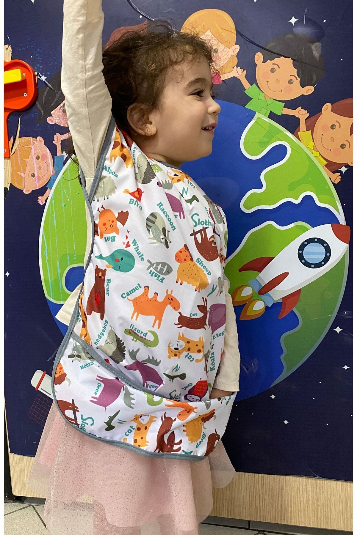 yorni 3-6yaş, Zoo, KISA Kollu, Belden BAĞCIKLI ve Boyundan Cırtlı, Cepli Çocuk Faaliyet, Aktivite Önlüğü fotoğrafı 2 (önizleme)