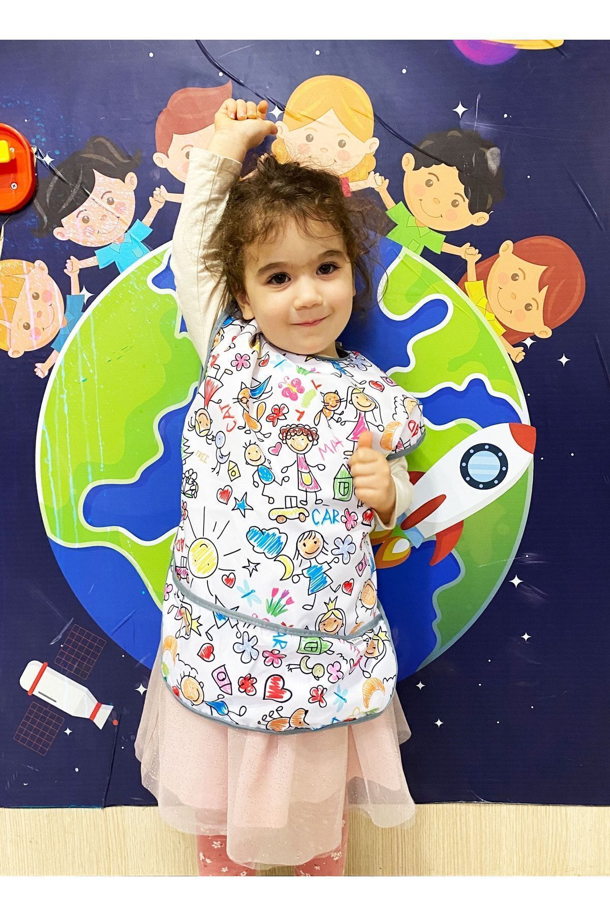 yorni 3-6 Yaş, Family Kısa Kollu, Sıvı Geçirmez Önlük, Makinede Yıkanabilir, Boya, Oyun Ve Yemek Zamanı fotoğrafı 4 (önizleme)