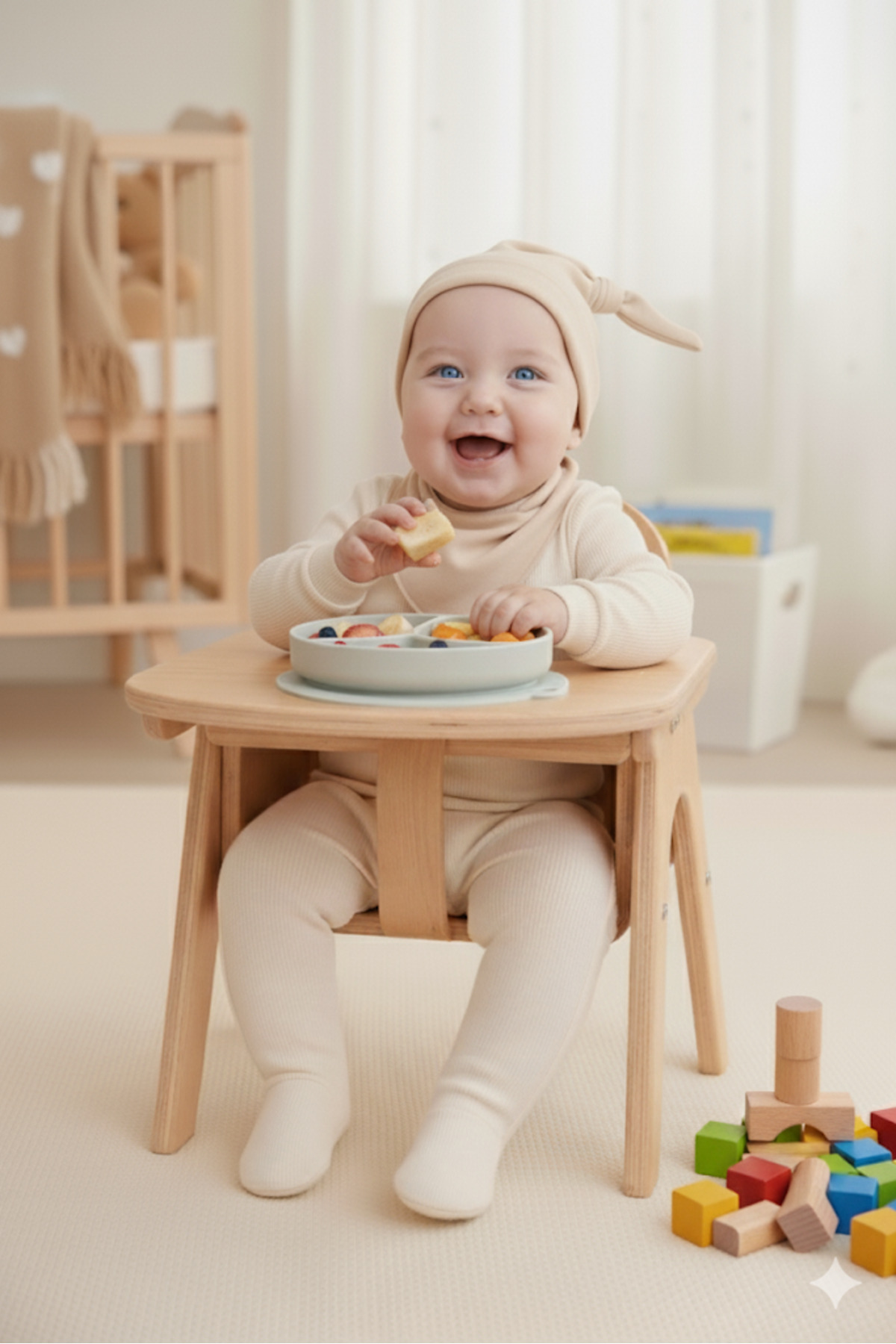 Babygiz Yenidoğan Kız Erkek Bebek %100 Pamuklu Penye Extra Yumuşak Hafif Terletmez Bere Bej fotoğrafı 4 (önizleme)