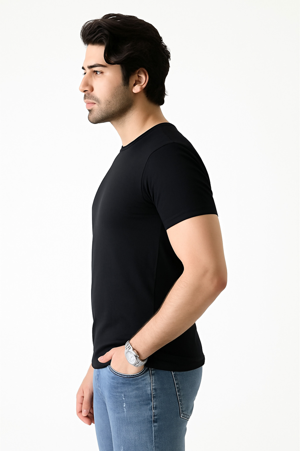 تیشرت مردانه ۵ عددی – آستین کوتاه یقه گرد فیت معمولی – مشکی
