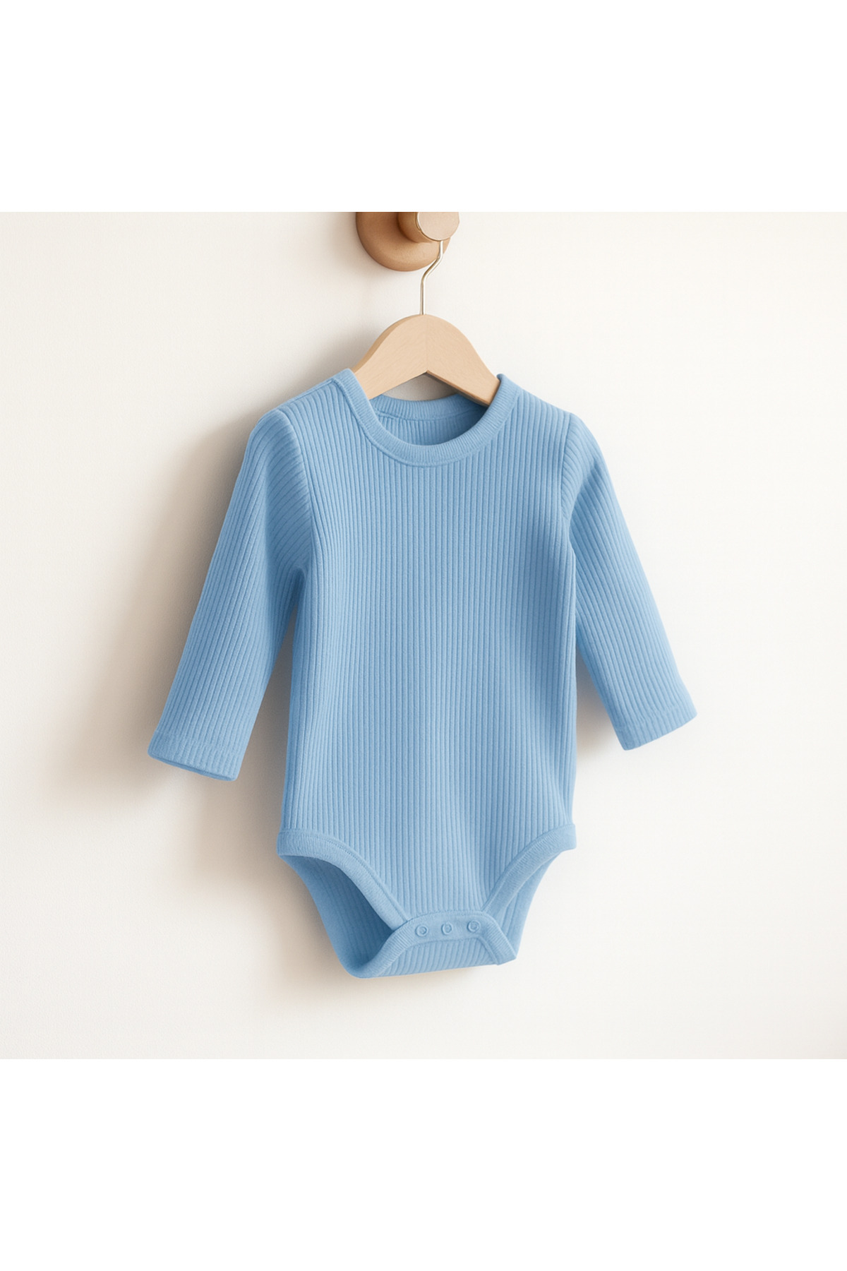 Lindakids Fitilli Kumaş %100 Pamuk Uzun Kollu Çıtçıtlı 3'lü Mavi Bebek Body/Zıbın fotoğrafı 5 (önizleme)