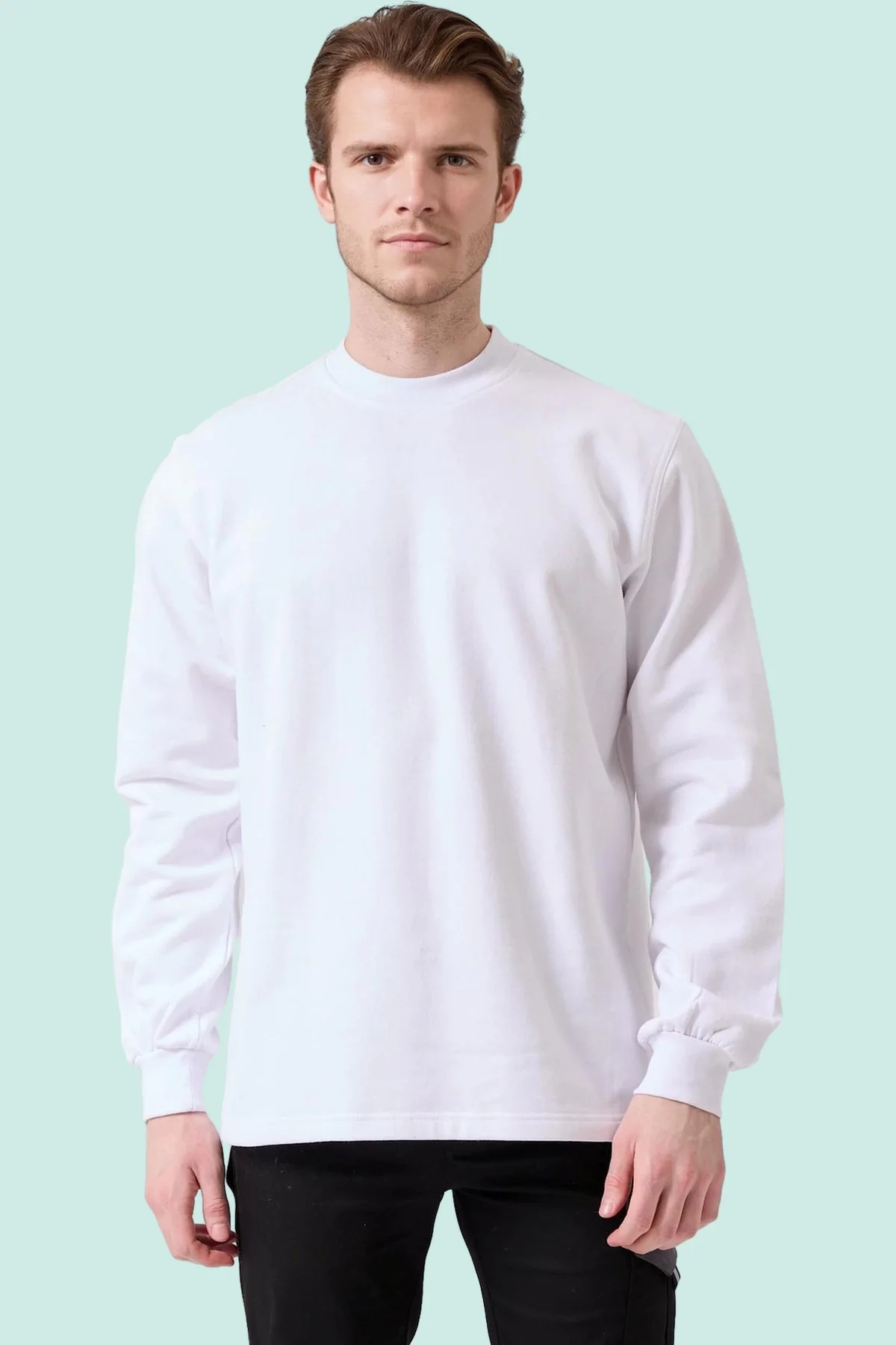 Pamuklu Sweatshirt Kışlık Erkek Süveter Galanthus Basic Rahat Kesim Günlük İş Kullanımı İçin