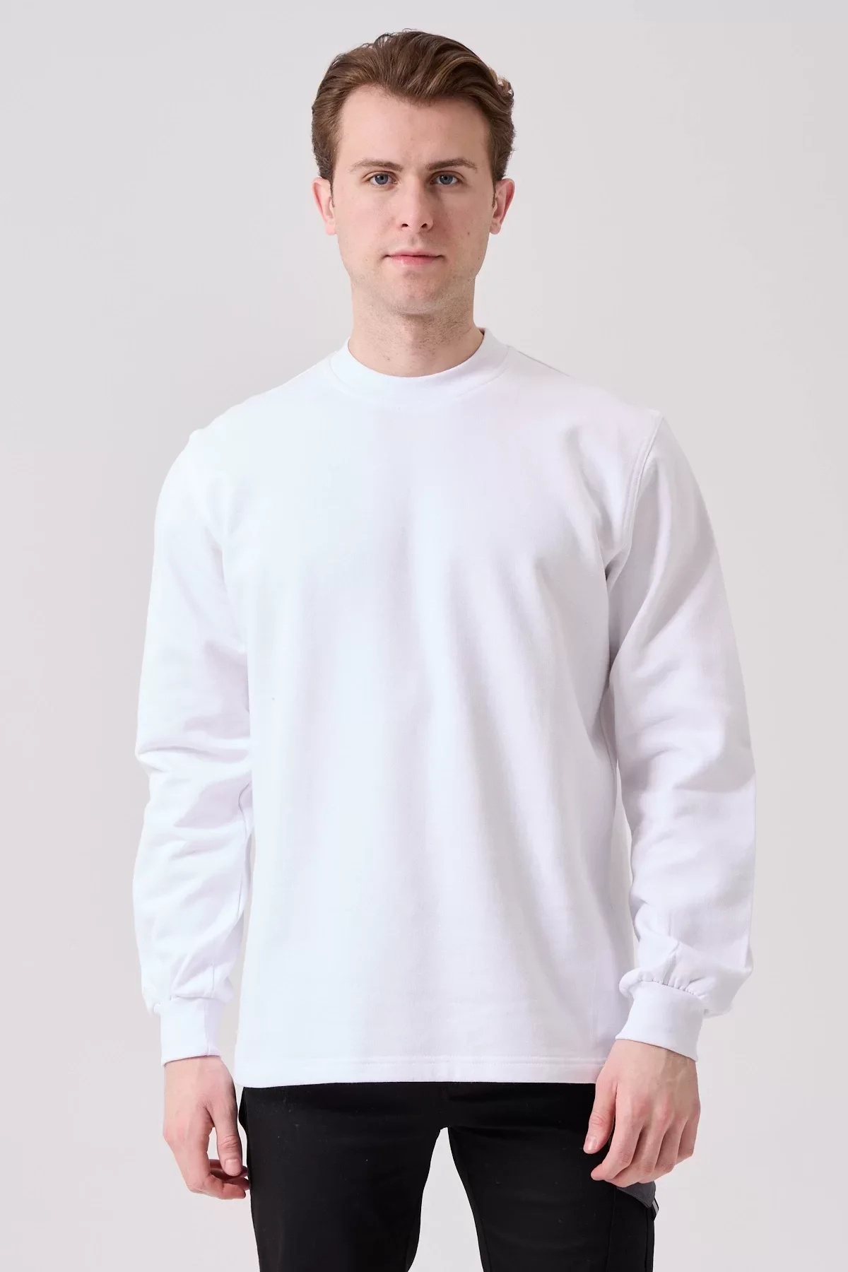 Pamuklu Sweatshirt Kışlık Erkek Süveter Galanthus Basic Rahat Kesim Günlük İş Kullanımı İçin