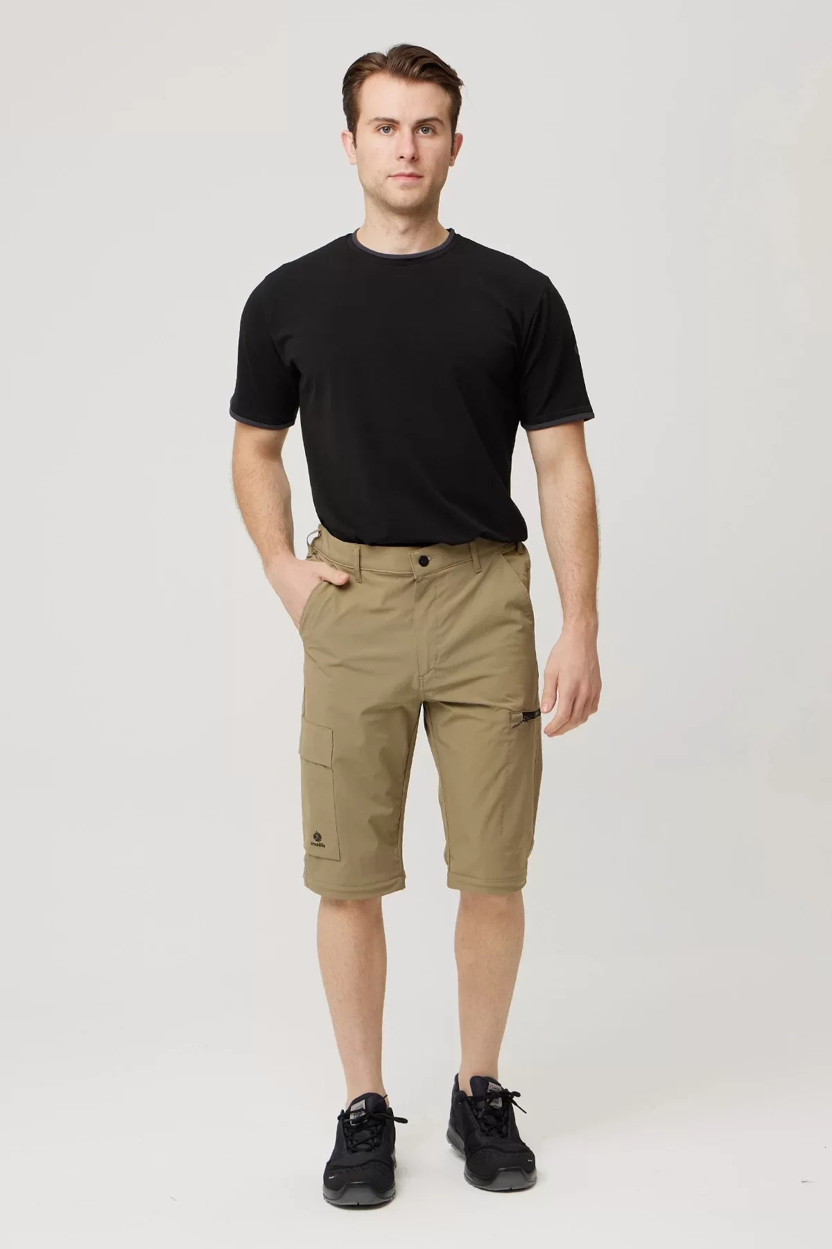 Erkek Düz Kaki Rüzgar Geçirmez Trekking Pantolonu Erciyes Outdoor Pantolon Dönüştürülebilir