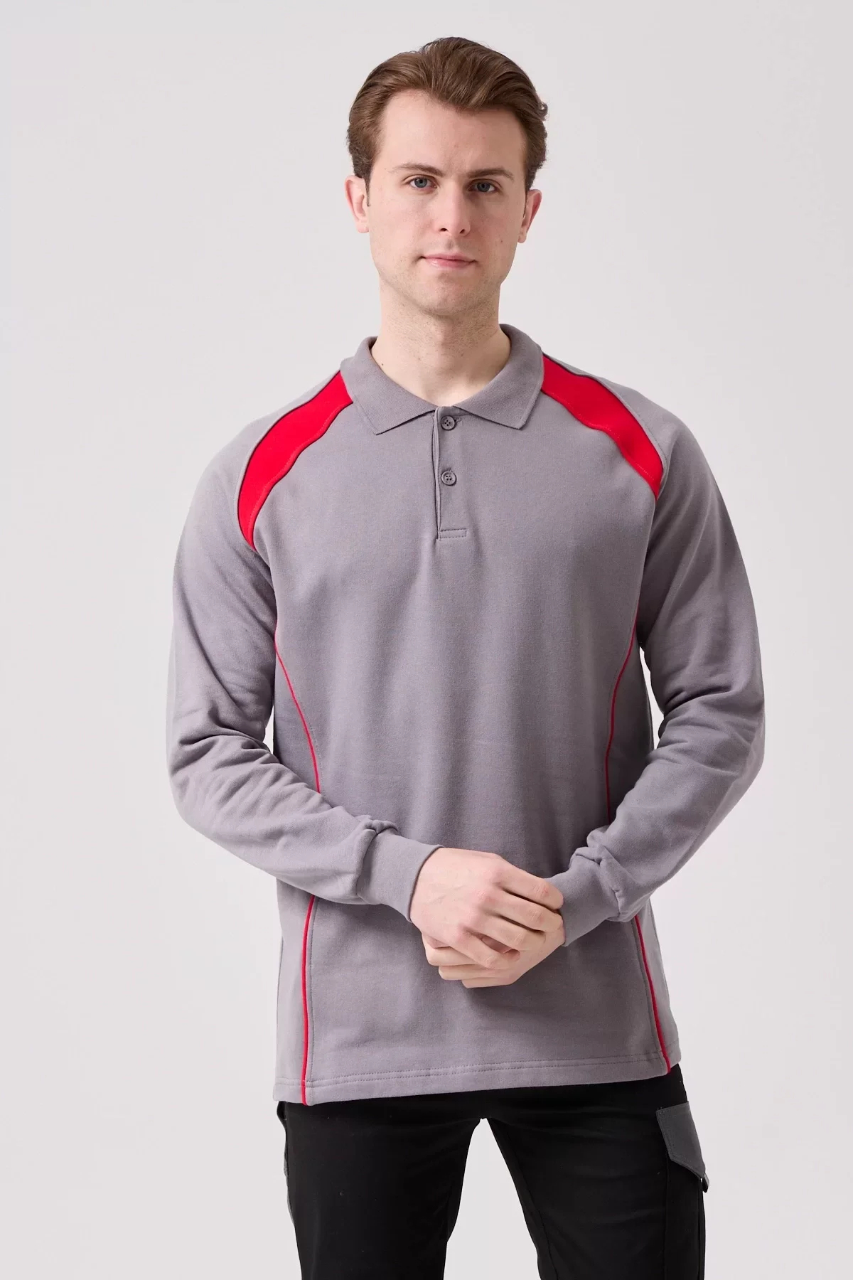 Polo Yaka Uzun Kollu Sweatshirt Detayli Is Giyim Vancelya Nefes Alabilir İş Günlük İçin