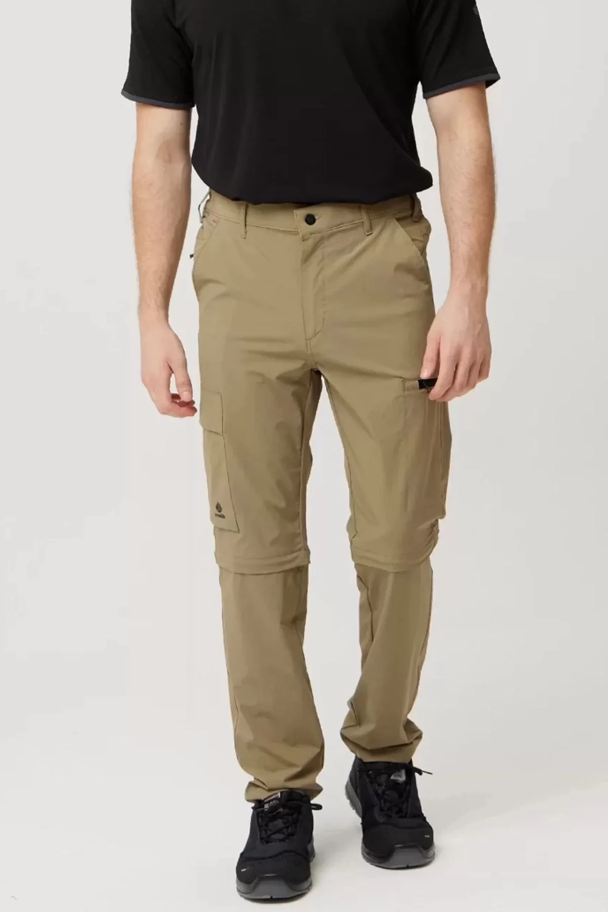 Erkek Düz Kaki Rüzgar Geçirmez Trekking Pantolonu Erciyes Outdoor Pantolon Dönüştürülebilir