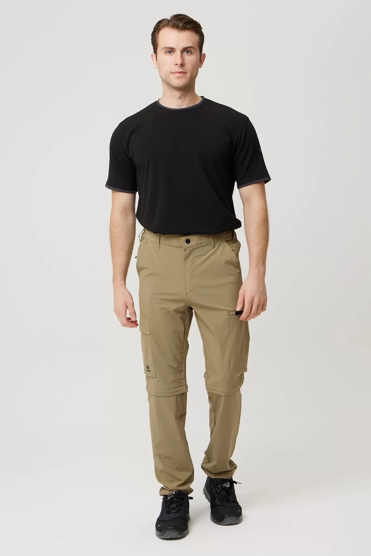 Erkek Düz Kaki Rüzgar Geçirmez Trekking Pantolonu Erciyes Outdoor Pantolon Dönüştürülebilir