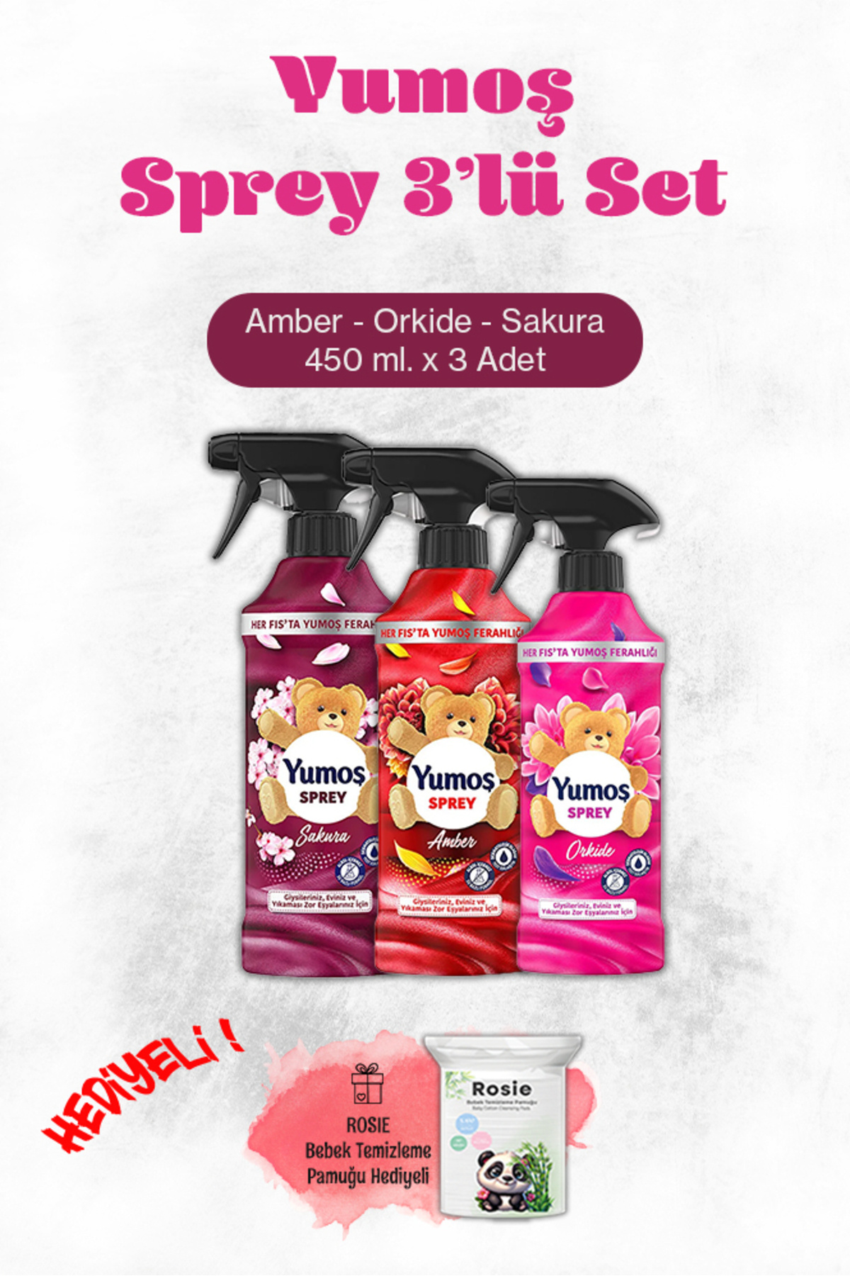 Yumoş Sprey Orkide Sakura ve Amber, Rosie Pamuk Hediyeli