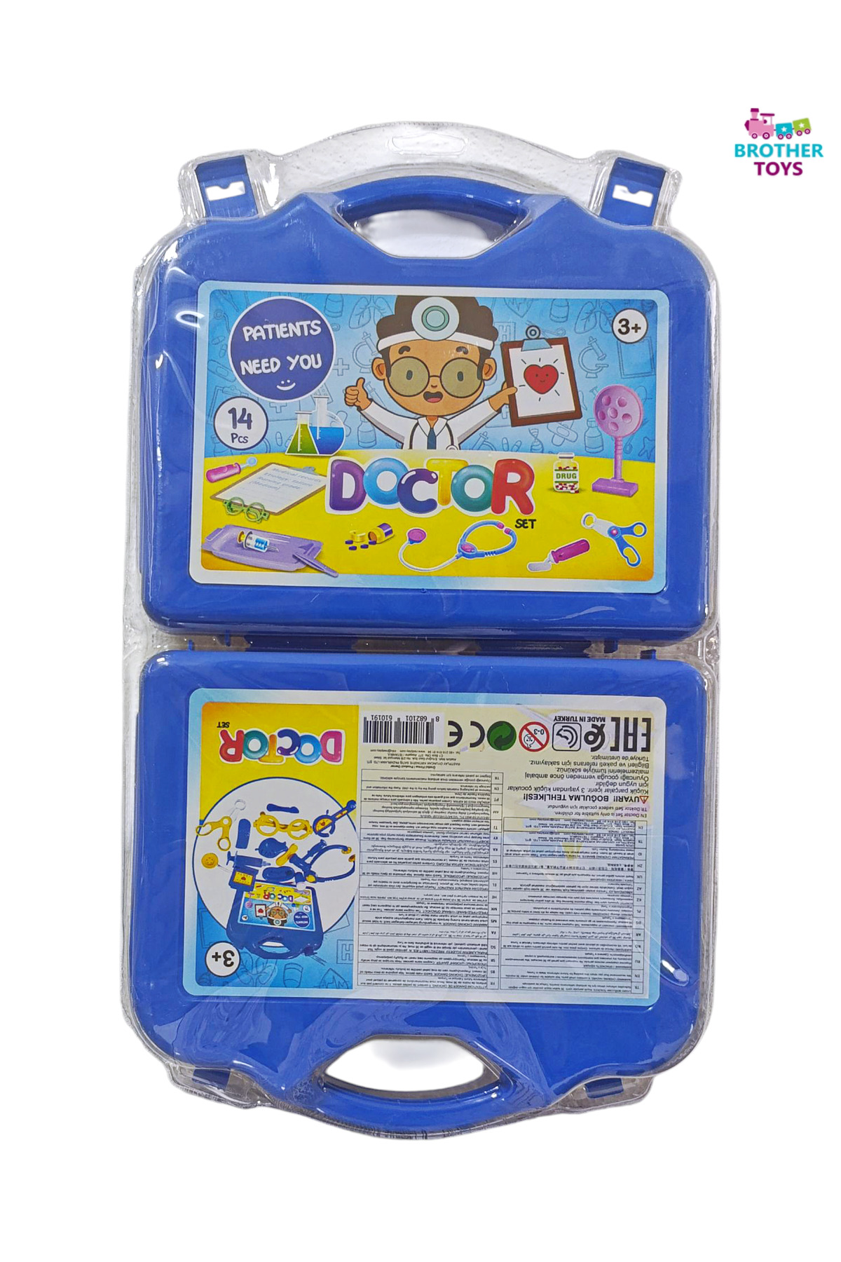 Brother Toys 14 Parça Çantalı Plastik Oyuncak Doktor Seti Kaliteli Yerli Üretim Mavi Renk fotoğrafı 2 (önizleme)