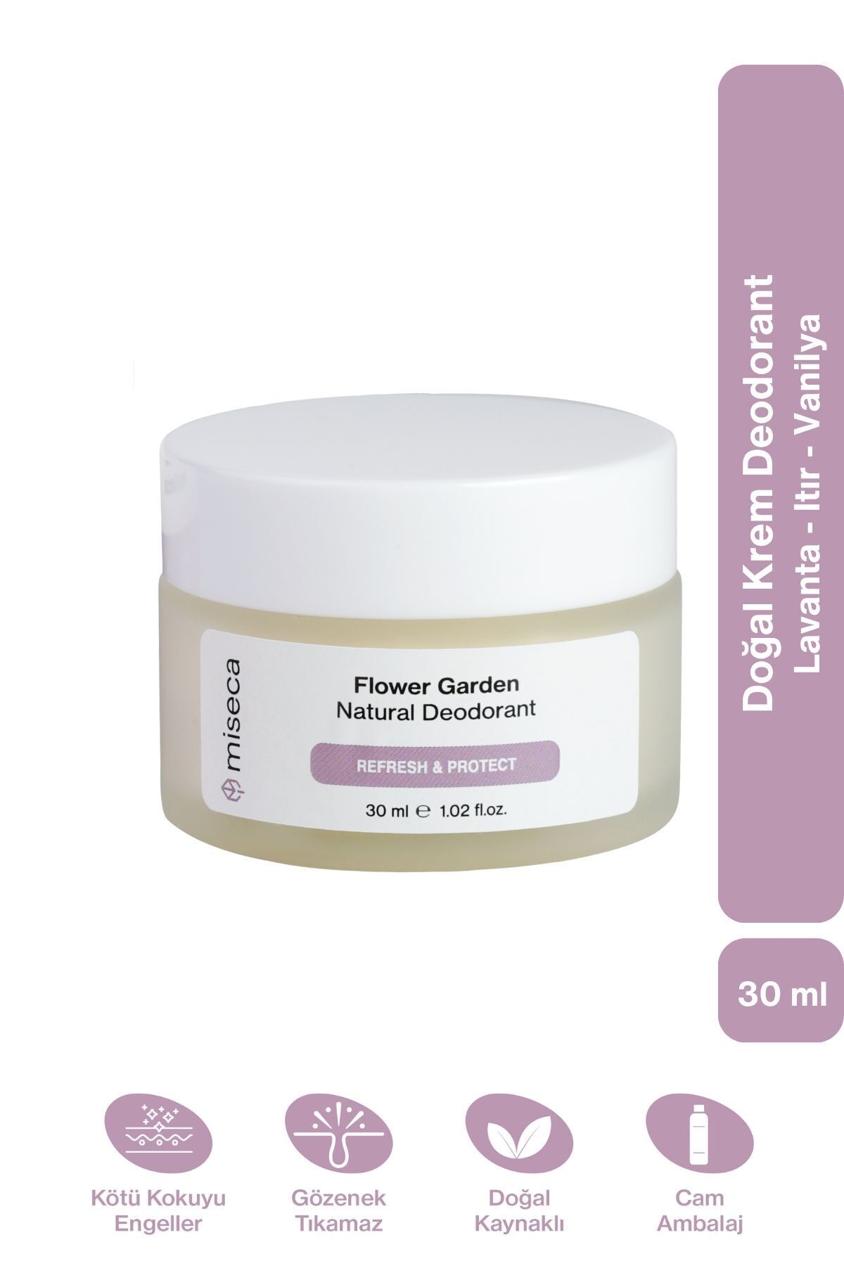 miseca Flower Garden Doğal Krem Deodorant 30 ml | Lavanta Itır Vanilya