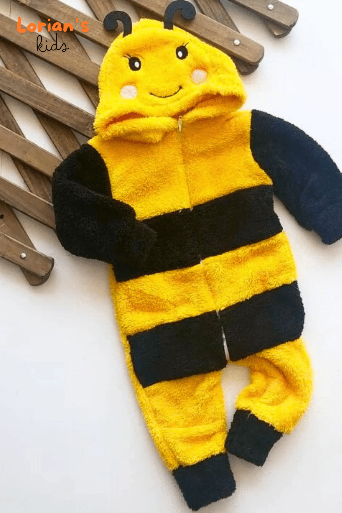 LORIAN'S Arı Yumuşak Peluş Fermuarlı Bebek Tulumu fotoğrafı 3 (önizleme)