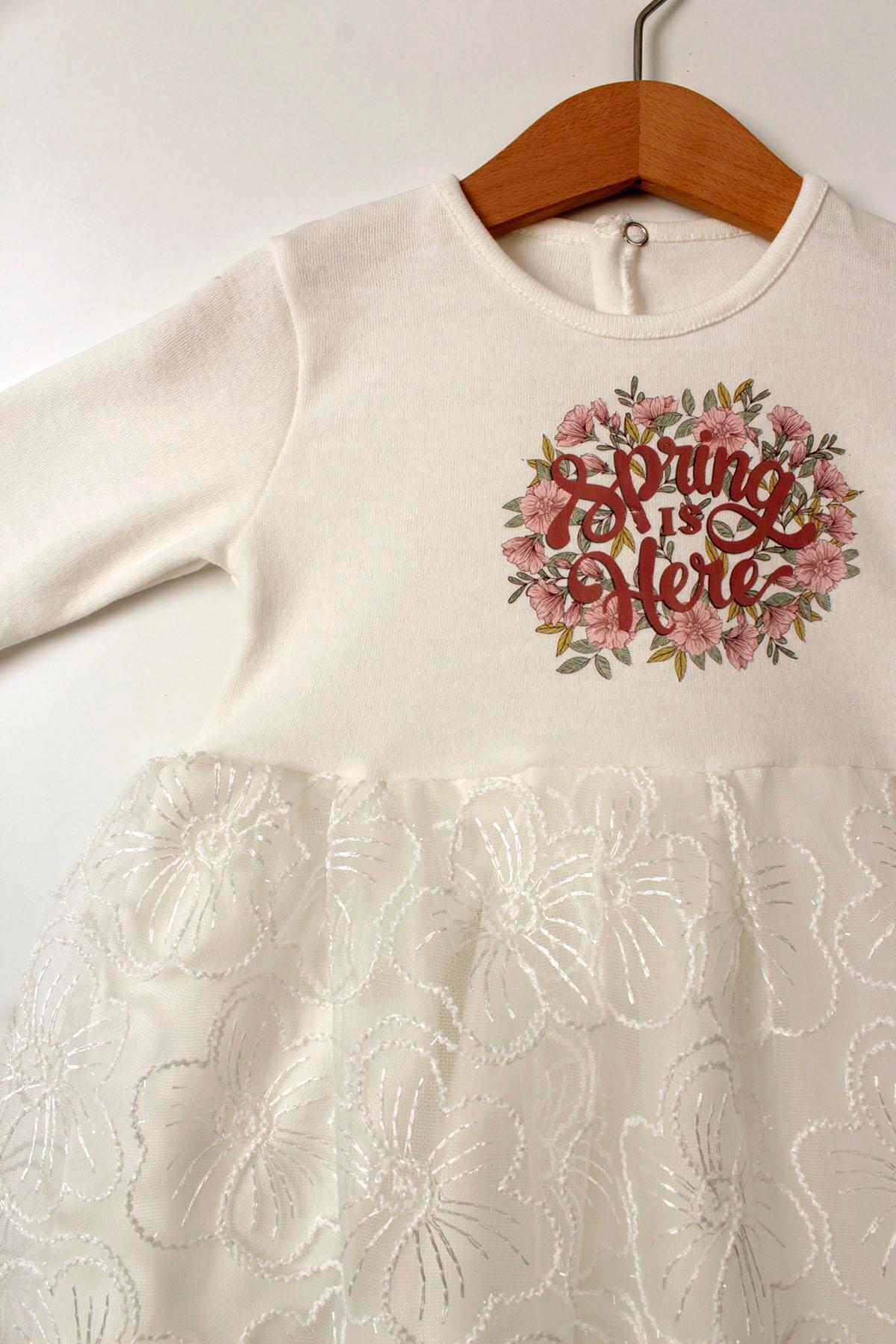 Çocuksan Baby&Kids Wear Bandanalı Spring Baskılı Kız Bebek Doğum Günü Düğün Mevlütlük Tüllü Elbise fotoğrafı 4 (önizleme)