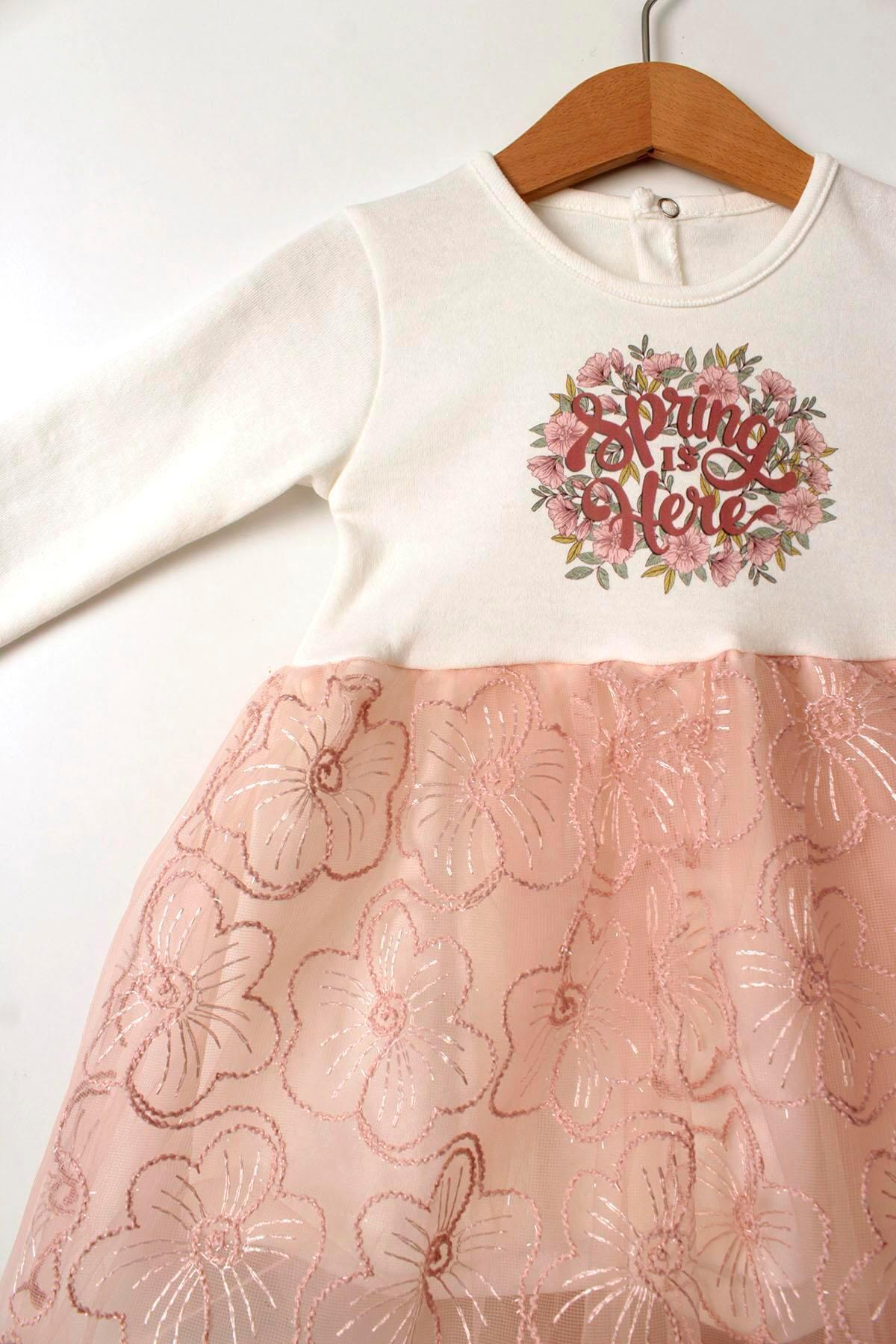 Çocuksan Baby&Kids Wear Bandanalı Spring Baskılı Kız Bebek Doğum Günü Düğün Mevlütlük Tüllü Elbise fotoğrafı 4 (önizleme)