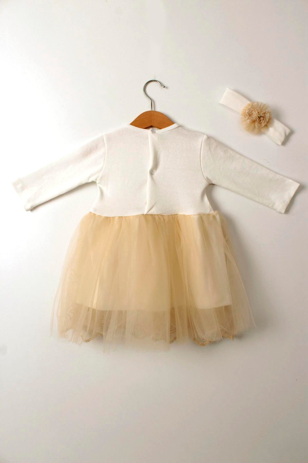 Çocuksan Baby&Kids Wear Bandanalı Spring Baskılı Kız Bebek Doğum Günü Düğün Mevlütlük Tüllü Elbise fotoğrafı 5 (önizleme)