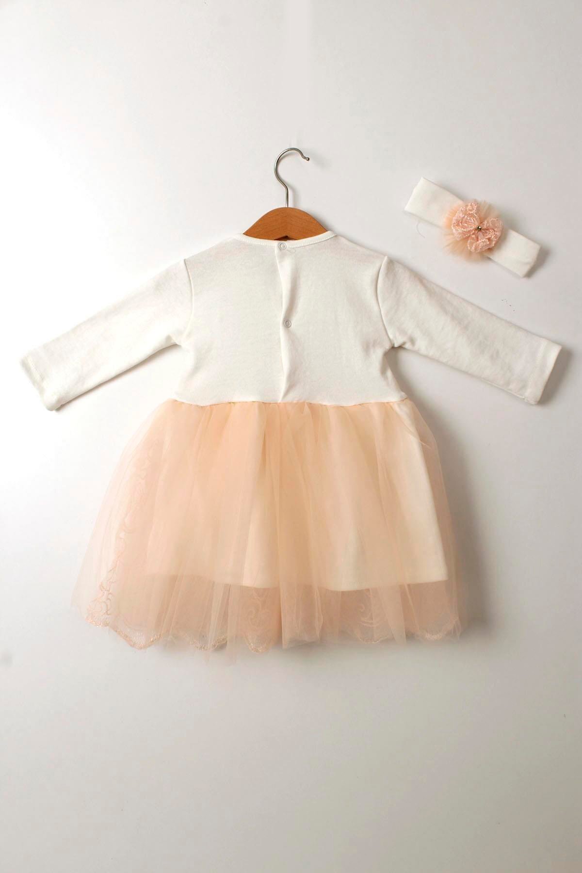 Çocuksan Baby&Kids Wear Bandanalı Spring Baskılı Kız Bebek Doğum Günü Düğün Mevlütlük Tüllü Elbise fotoğrafı 5 (önizleme)