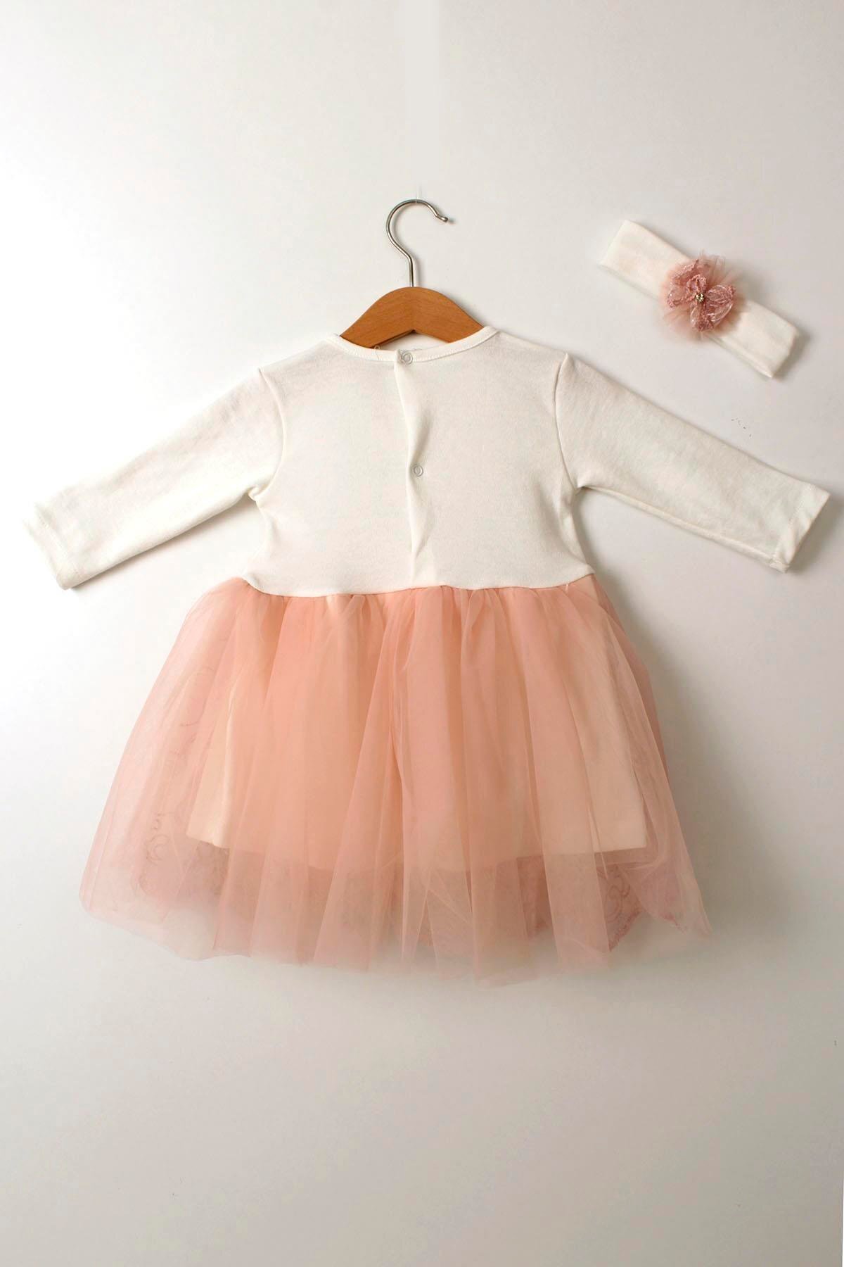 Çocuksan Baby&Kids Wear Bandanalı Spring Baskılı Kız Bebek Doğum Günü Düğün Mevlütlük Tüllü Elbise fotoğrafı 5 (önizleme)