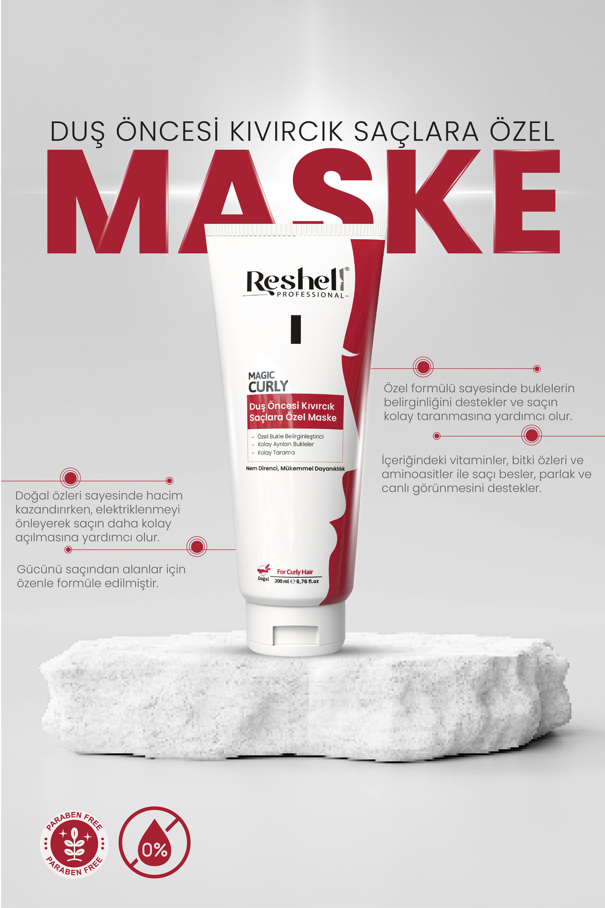 Kıvırcık Saçlara Özel Duş Öncesi Saç Maskesi 200 ml — R-2014 — تصویر 2 از 7