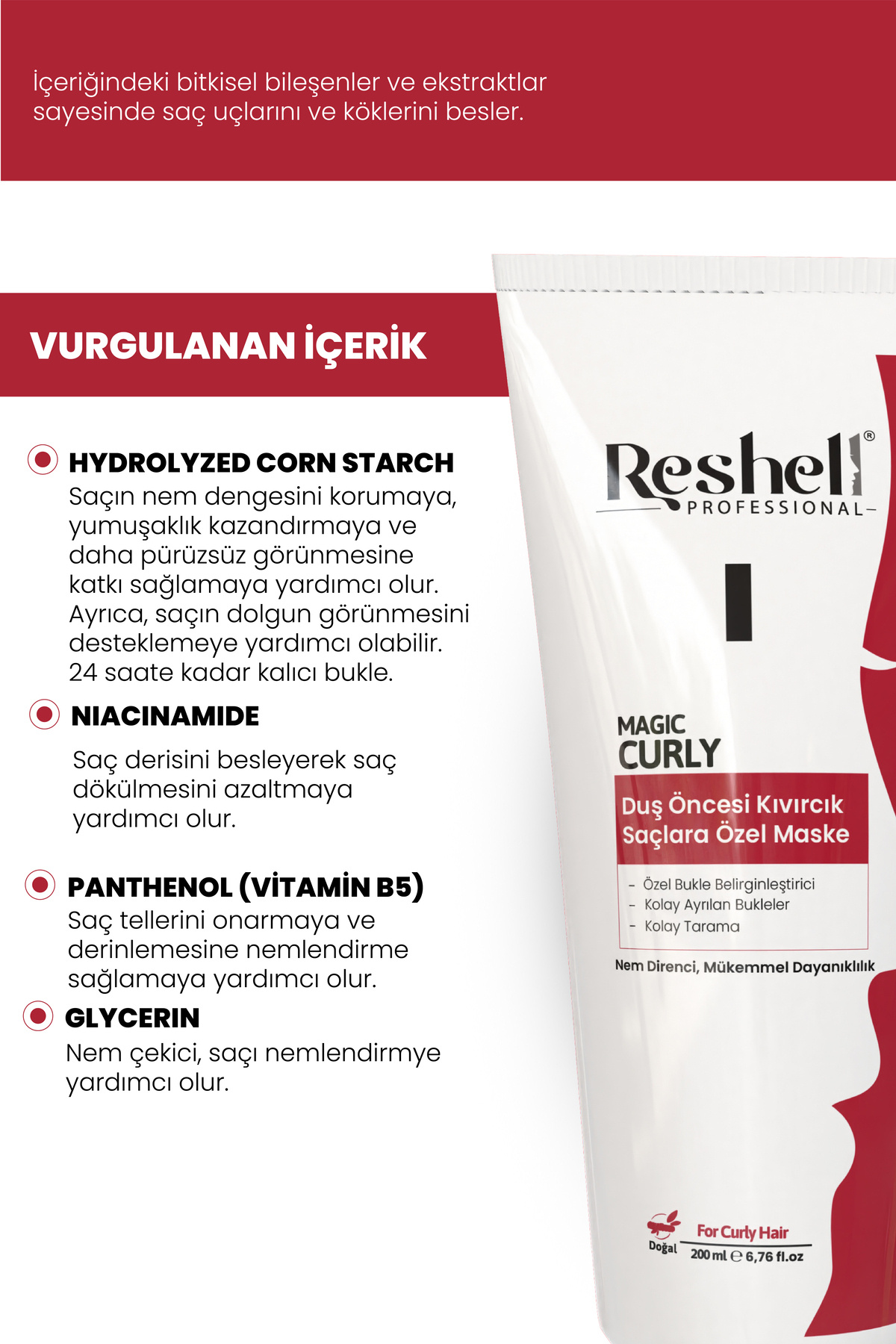 Kıvırcık Saçlara Özel Duş Öncesi Saç Maskesi 200 ml — R-2014 — تصویر 5 از 7